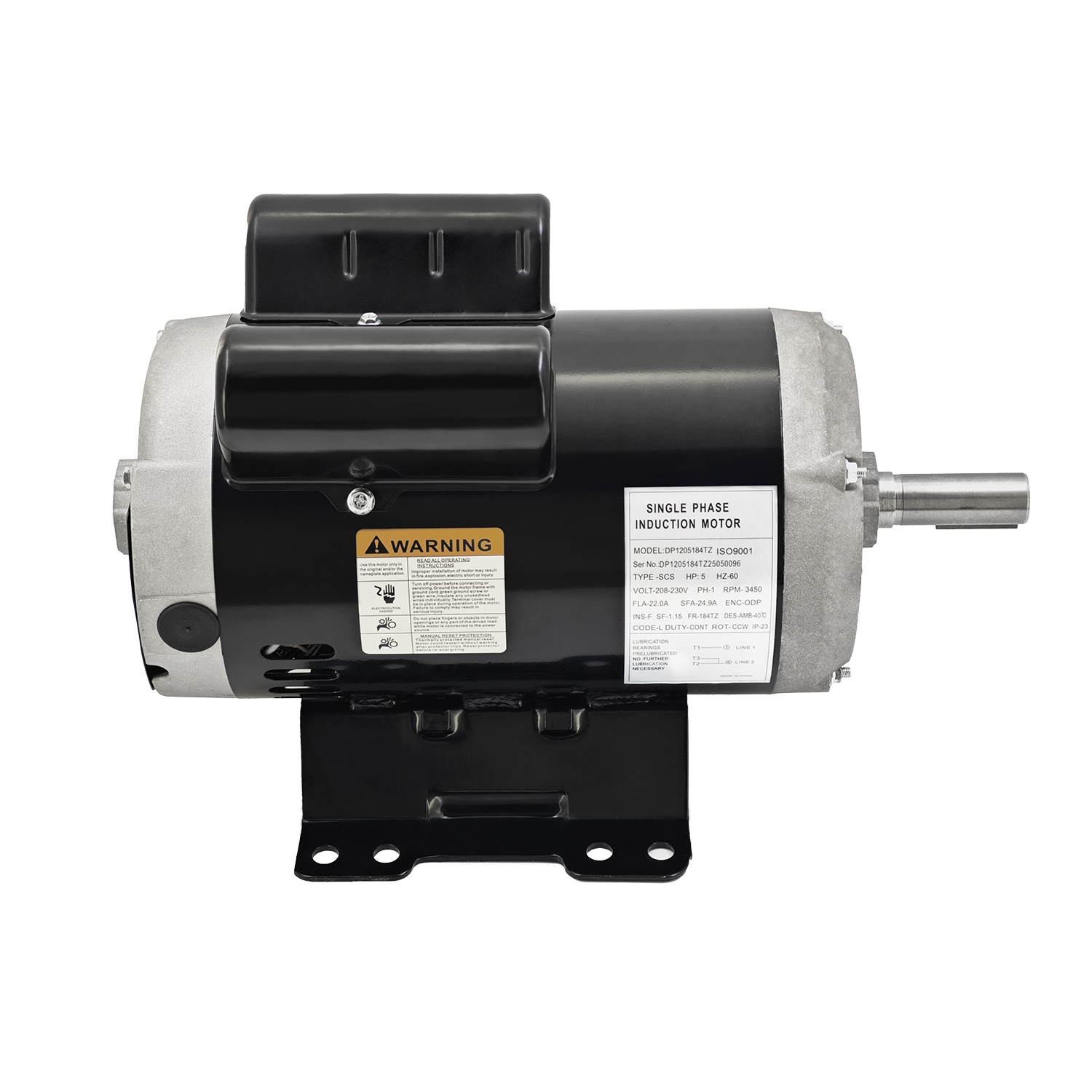 Air Compressor Motor 5HP fit for Ingersoll Rand Single Phase 230V 3450 RPM 184T Frame