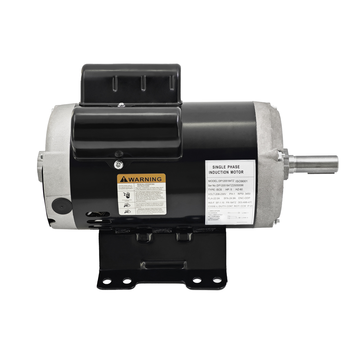 Air Compressor Motor 5HP fit for Ingersoll Rand Single Phase 230V 3450 RPM 184T Frame