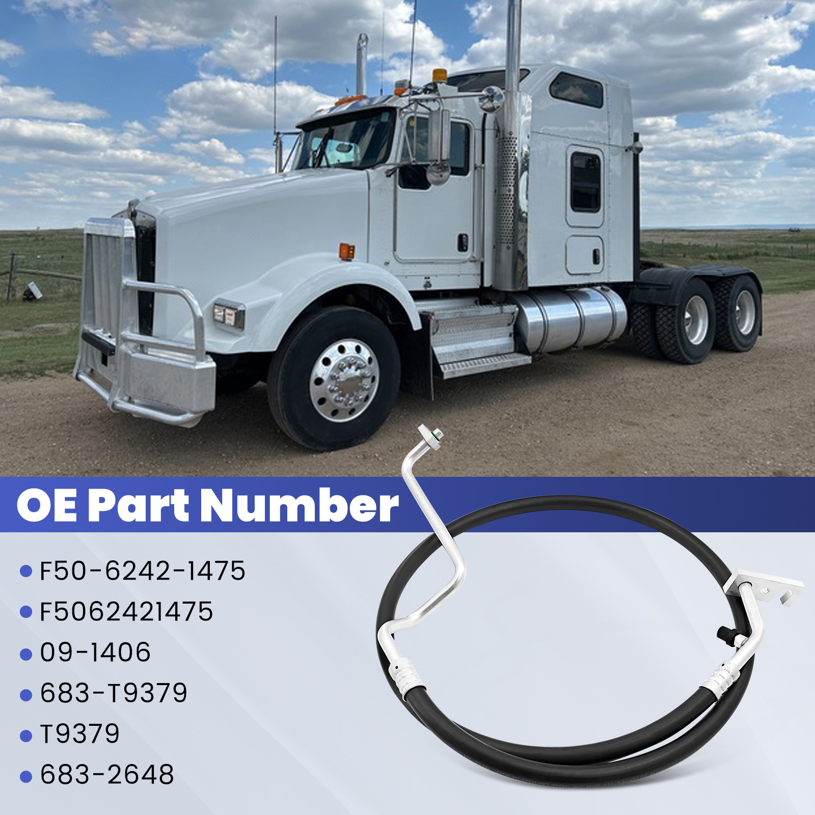 Discharge AC Line Compressor to Condenser Hose Assembly Fit for Peterbilt with Kenworth Trucks