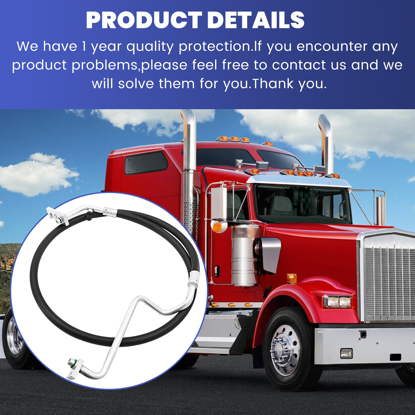 Discharge AC Line Compressor to Condenser Hose Assembly Fit for Peterbilt with Kenworth Trucks