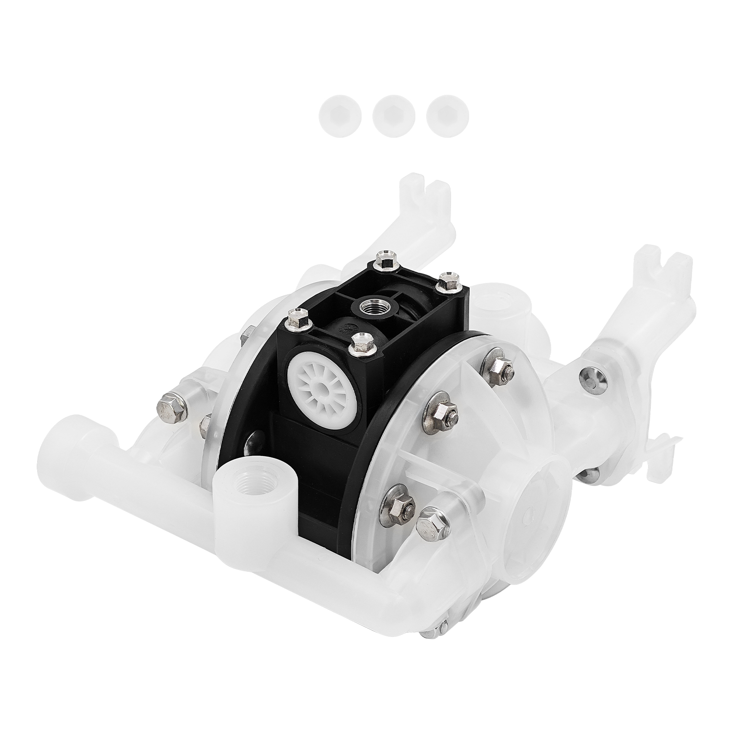 PD05P-ARS-PTT-B Polypropylene PTFE Multiport Double Diaphragm Pump, 14 gpm, 100 psi,Air Operated 150F