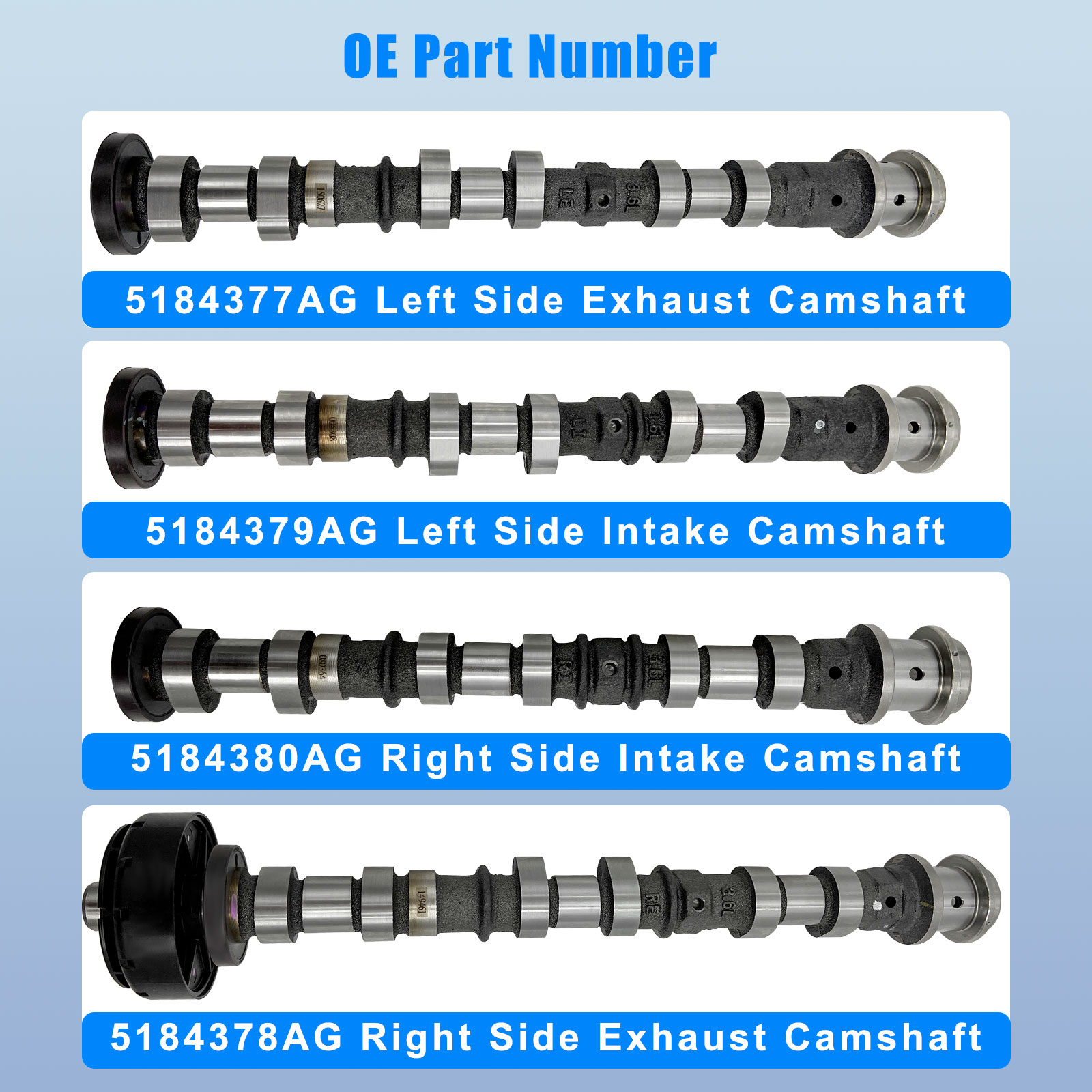 Engine Camshaft Set Exhaust Intake fit for Jeep Wrangler Dodge Durango Challenger Journey Avenger RAM ProMaster 1500/2500/3500 Chrysler 2011-2022, for 3.6L V6
