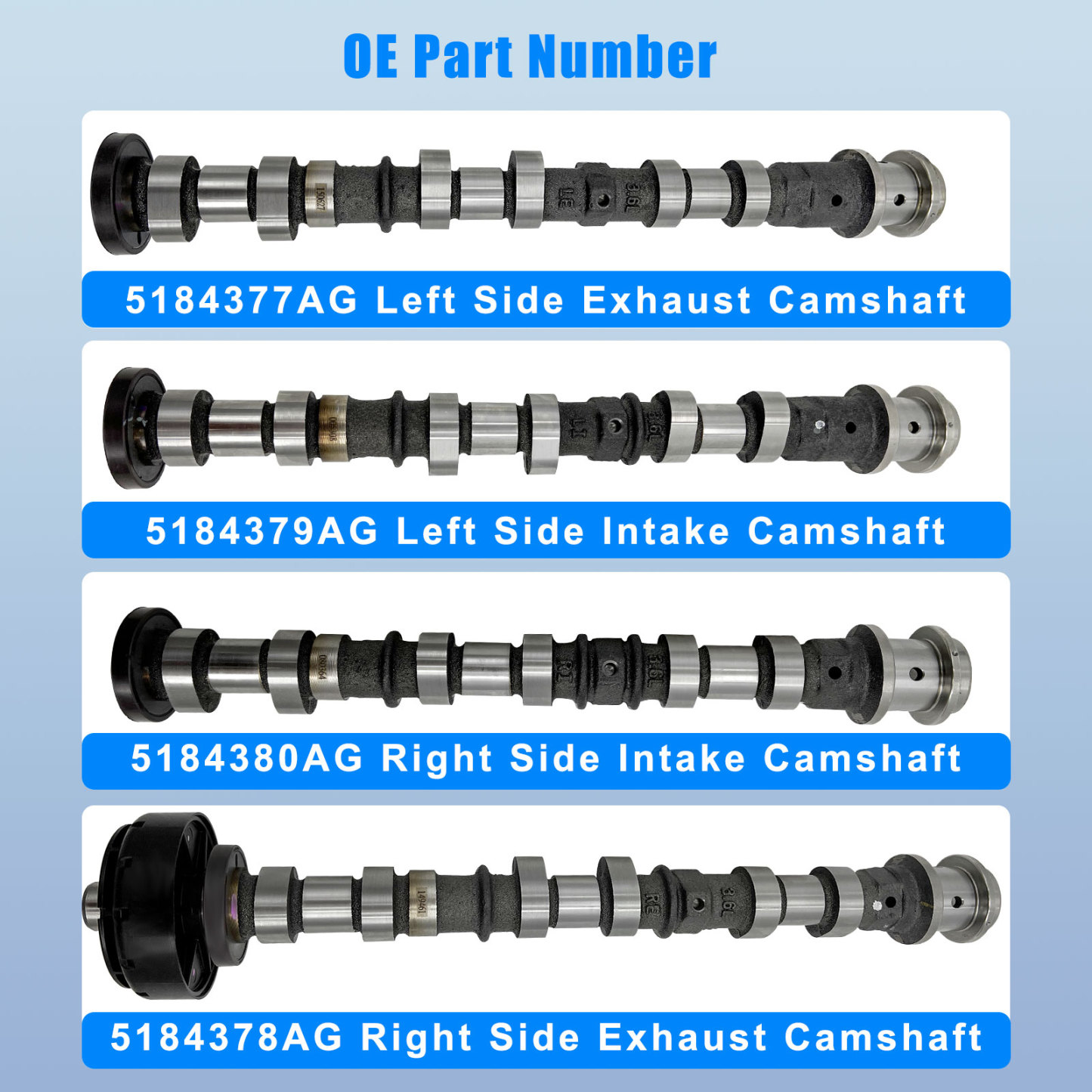 Engine Camshaft Set Exhaust Intake fit for Jeep Wrangler Dodge Durango Challenger Journey Avenger RAM ProMaster 1500/2500/3500 Chrysler 2011-2022, for 3.6L V6