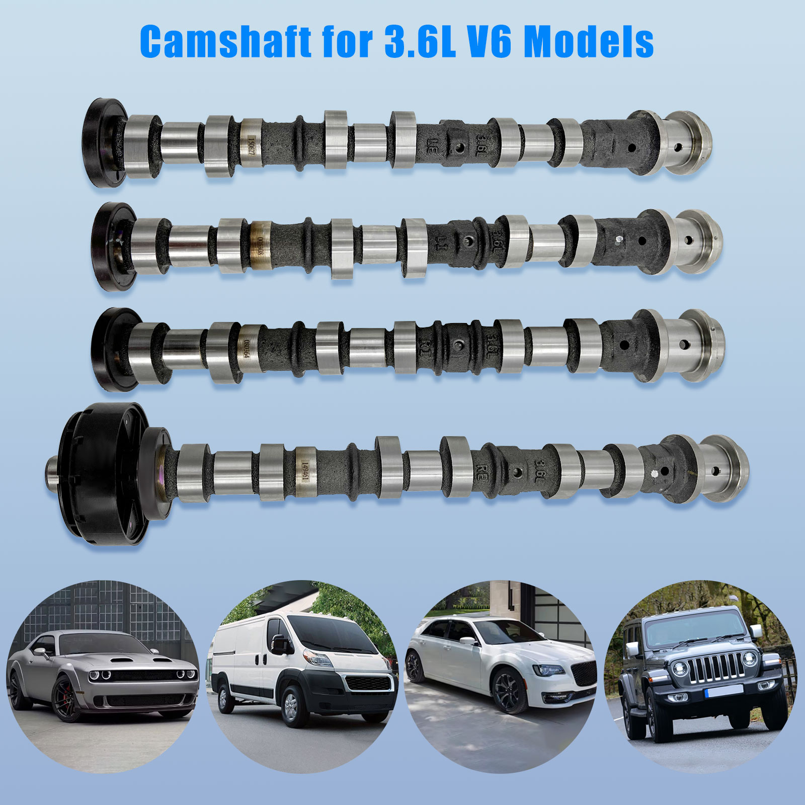 Engine Camshaft Set Exhaust Intake fit for Jeep Wrangler Dodge Durango Challenger Journey Avenger RAM ProMaster 1500/2500/3500 Chrysler 2011-2022, for 3.6L V6