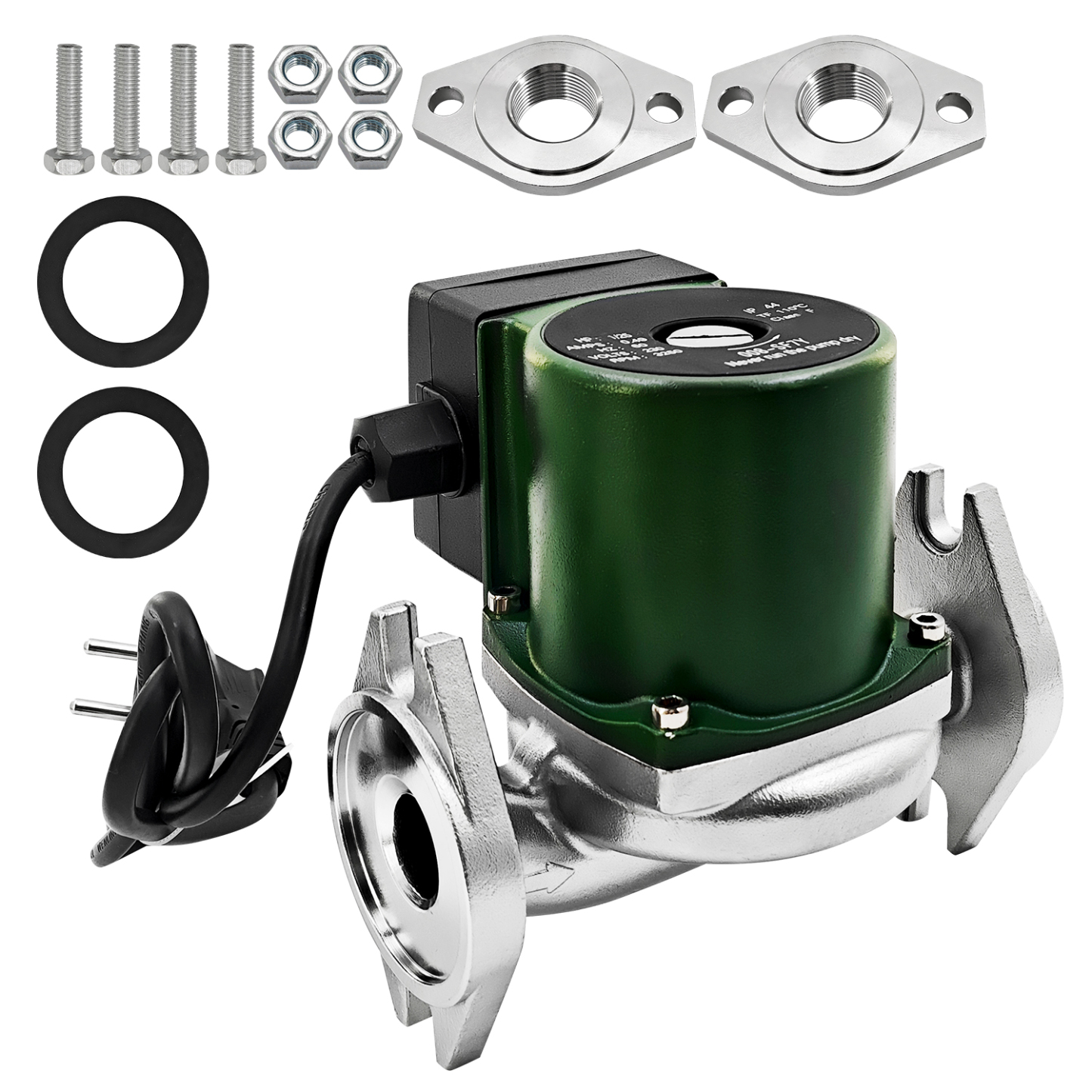 Stainless Steel Cartridge Flanged Circulator Pump 1/25HP 230V 3,250 RPM 14 GPM 0.49A 60HZ