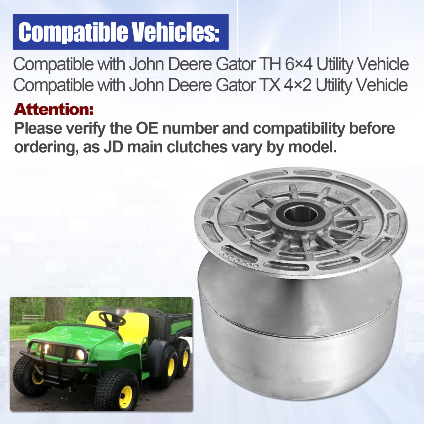 Primary Drive Clutch Assembly Compatible with John Deere TH 6X4 TX 4X2 Gator Utility Vehicle