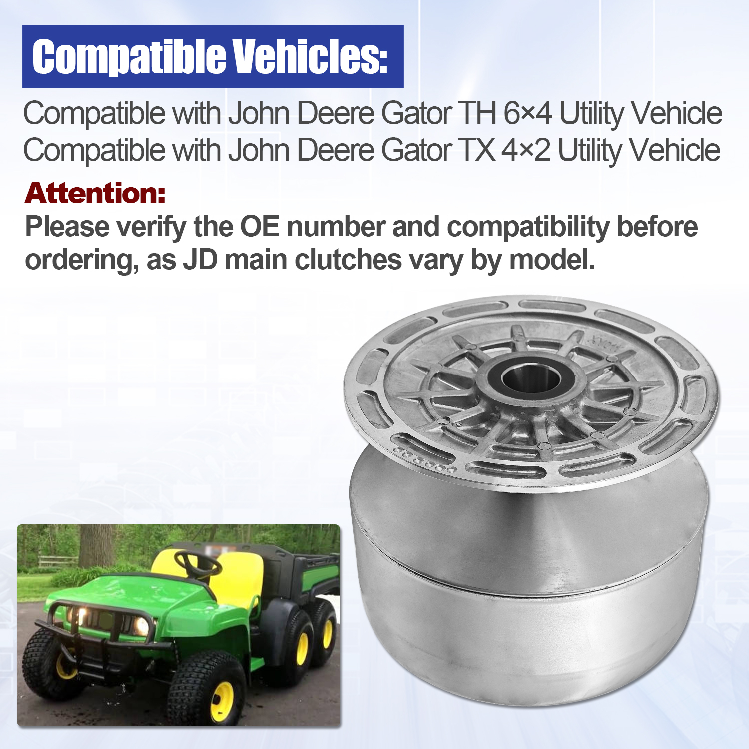 Primary Drive Clutch Assembly Compatible with John Deere TH 6X4 TX 4X2 Gator Utility Vehicle