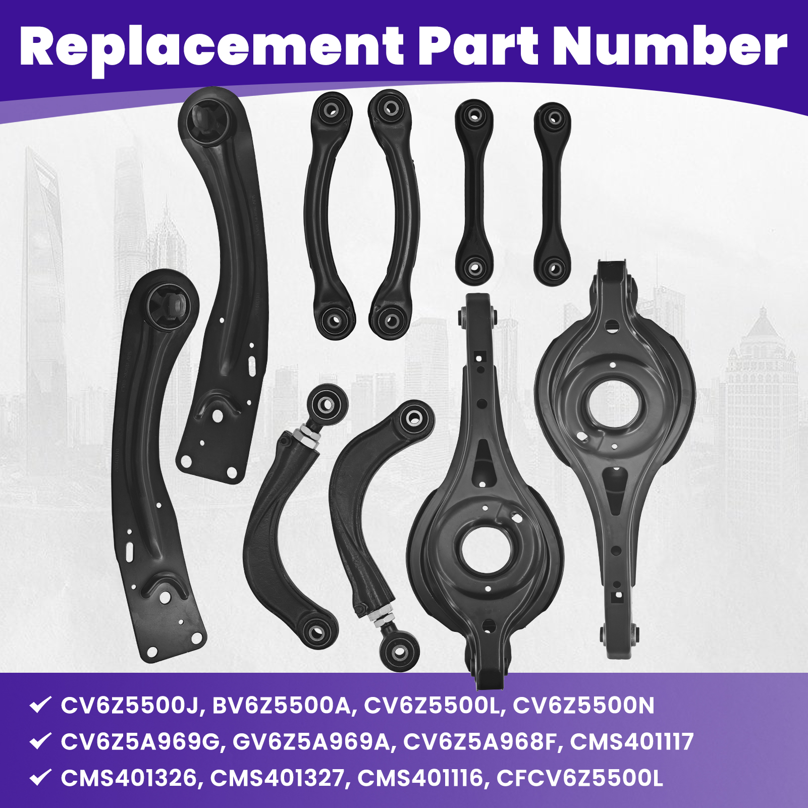 10 PCS Rear Upper and Lower Suspension Kit Control Arms Set Compatible with Ford Escape 2013-2019