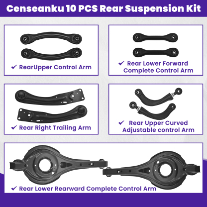 10 PCS Rear Upper and Lower Suspension Kit Control Arms Set Compatible with Ford Escape 2013-2019