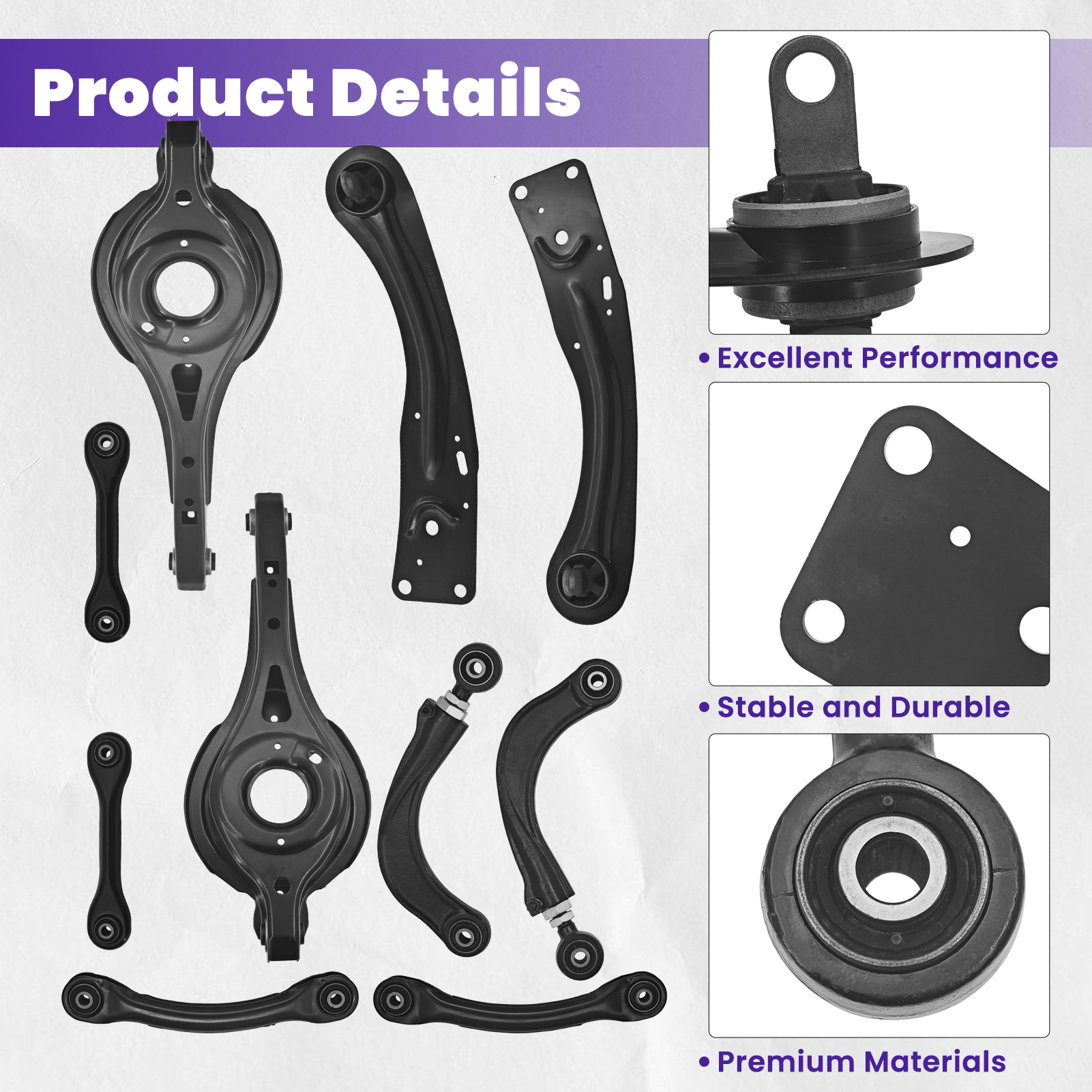 10 PCS Rear Upper and Lower Suspension Kit Control Arms Set Compatible with Ford Escape 2013-2019