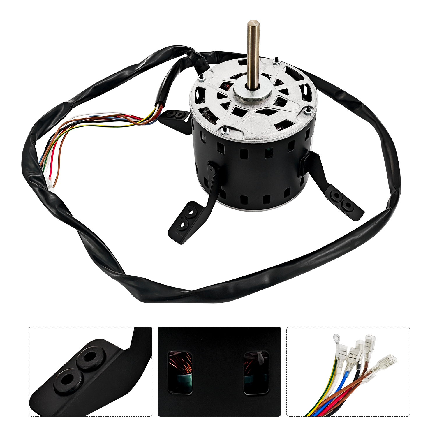 Furnace Blower Fan Motor with Capacitor for Carrier for Bryant for Payne for GE for Genteq Condenser Motor (1/2 HP 115V 1075 RPM 3-Speed 60Hz)