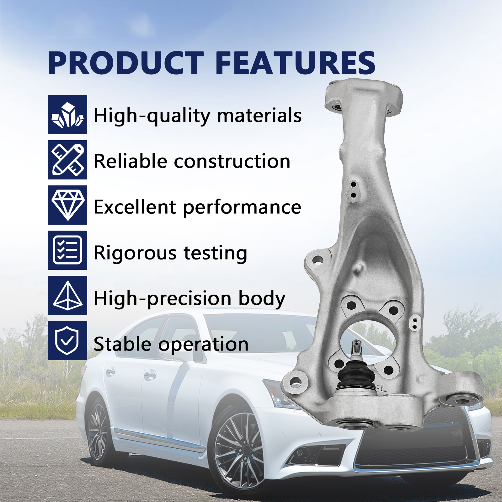 Front Left Steering Knuckle Spindle with Ball Head for Lexus LS460 2007-2017