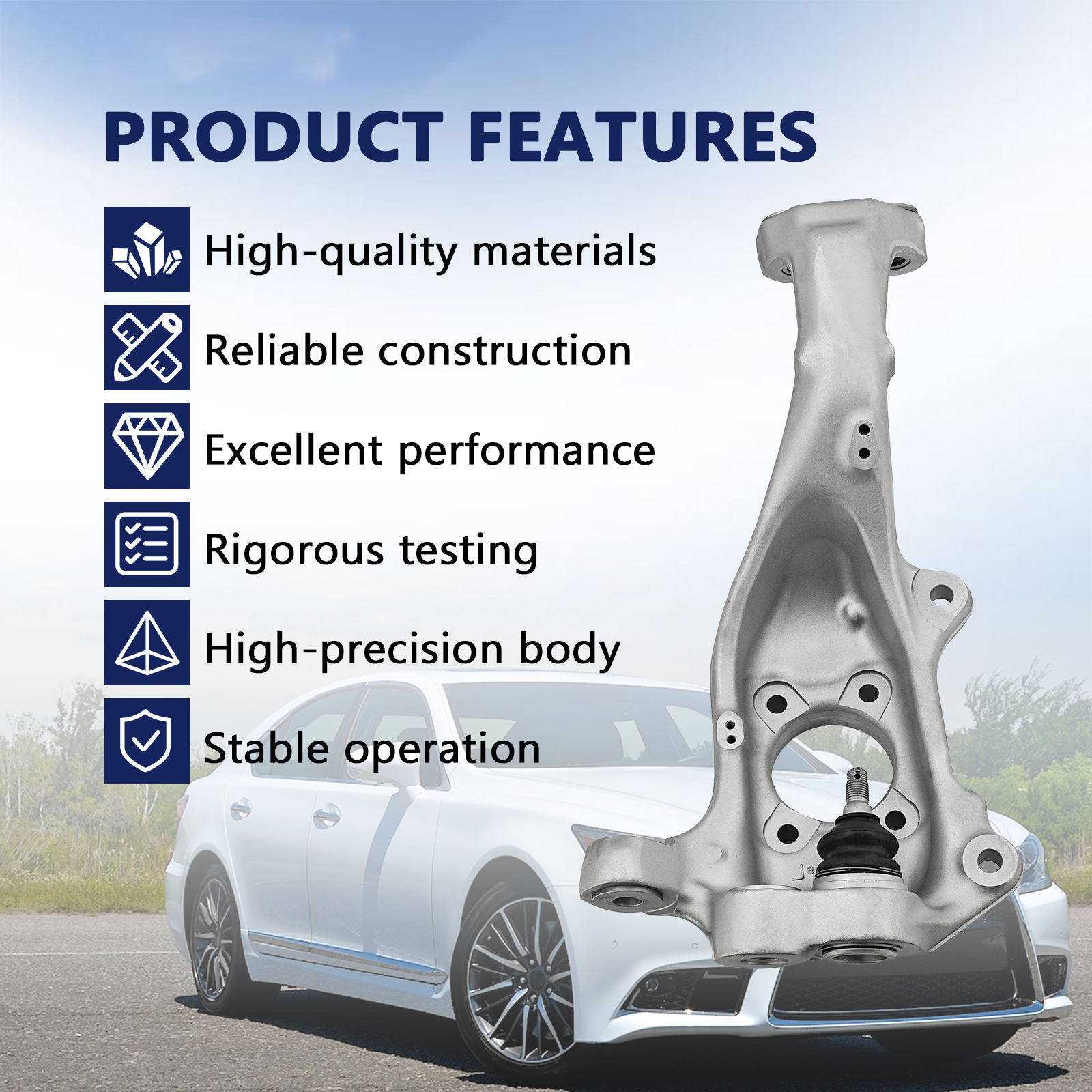 Front Right Steering Knuckle Spindle with Ball Head for Lexus LS460 2007-2017