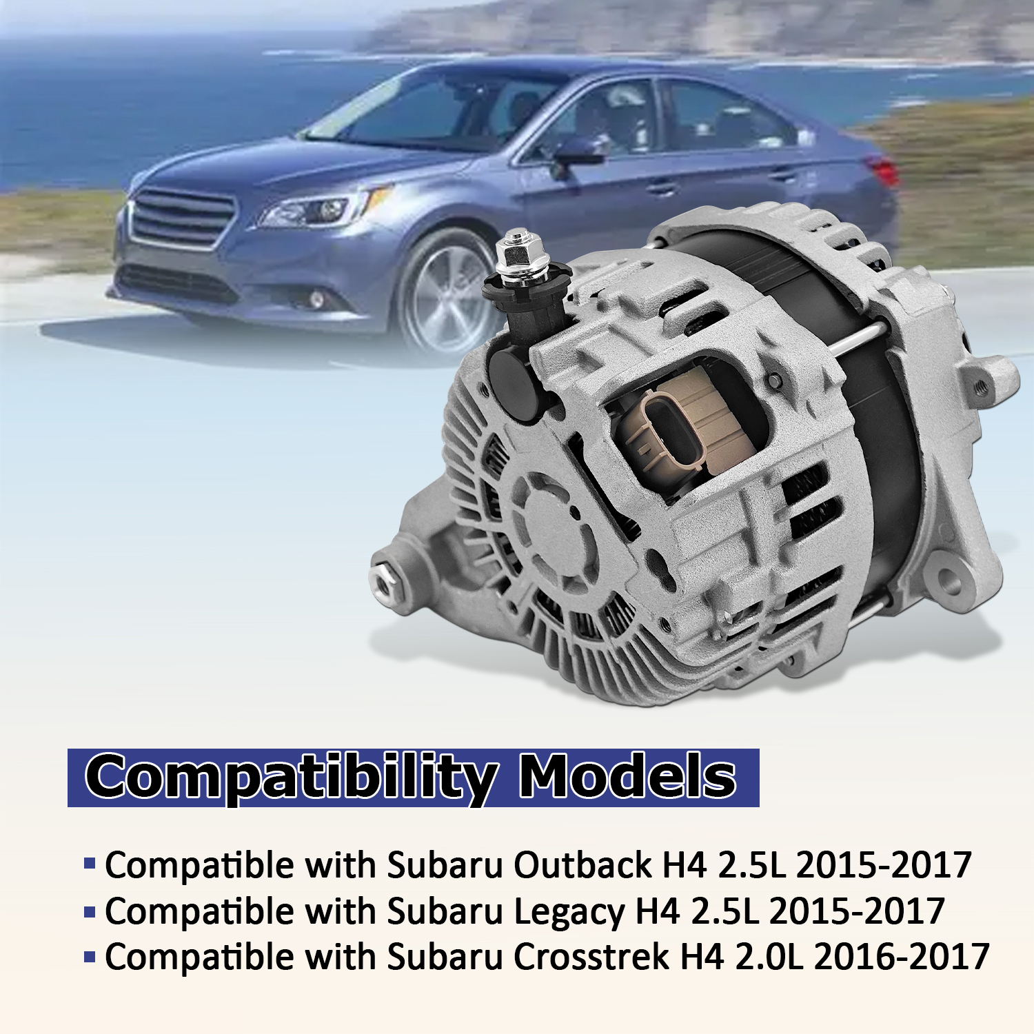 Alternator 12V 130A fit for Subaru Outback 2015-2017, Crosstrek 2016-2017, Legacy 2015-2017, 2.0L 2.5L, 6-Groove Pulley CW