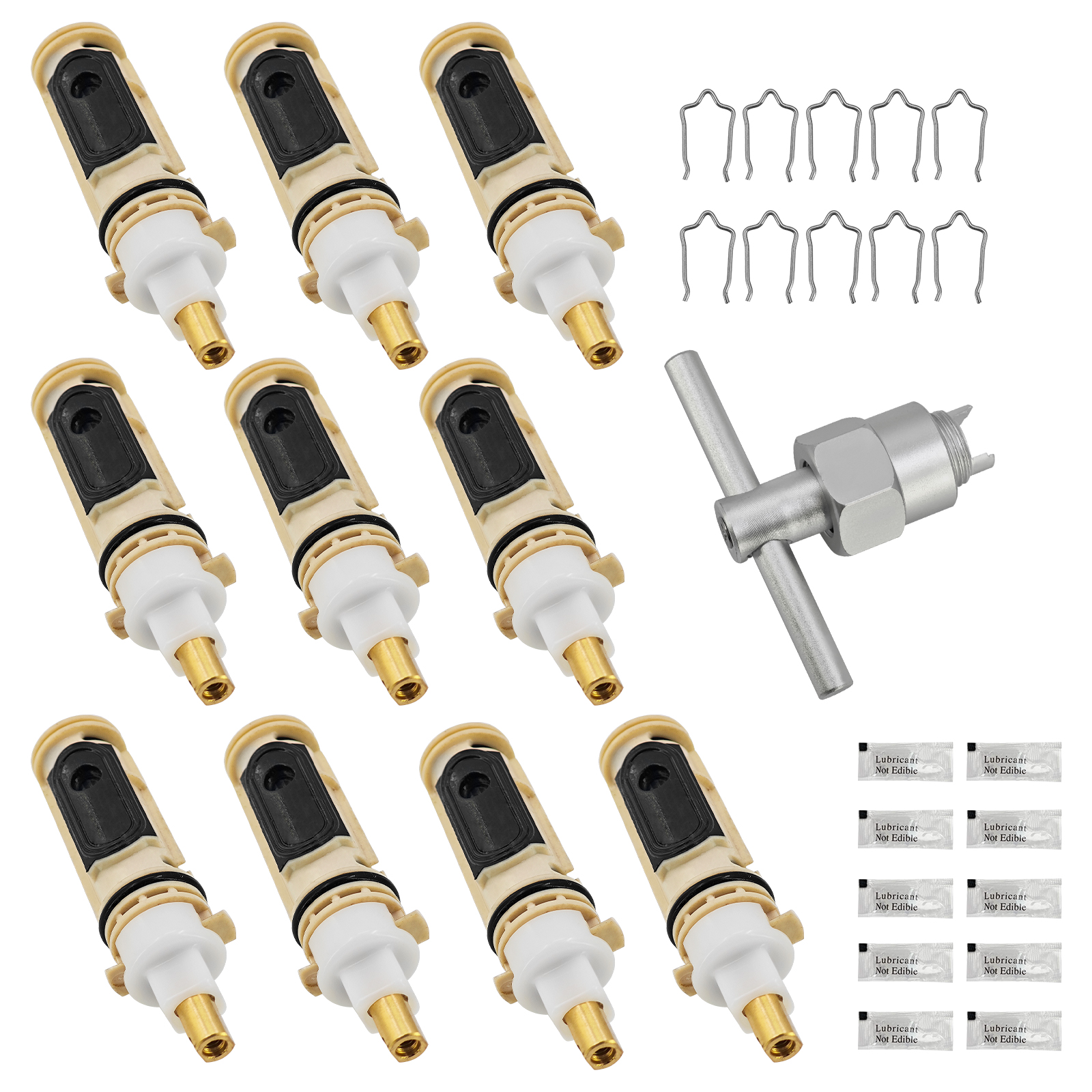 10Pcs Shower Cartridge Replacement Kit w/Removal Tool for Moen 1222 & 1222B Posi-Temp Faucets with Brass Stem