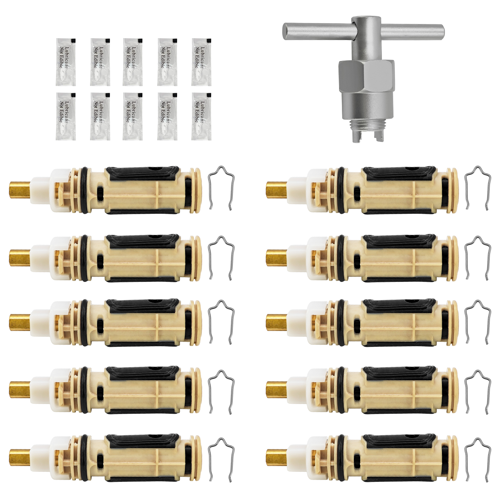10Pcs Shower Cartridge Replacement Kit w/Removal Tool for Moen 1222 & 1222B Posi-Temp Faucets with Brass Stem