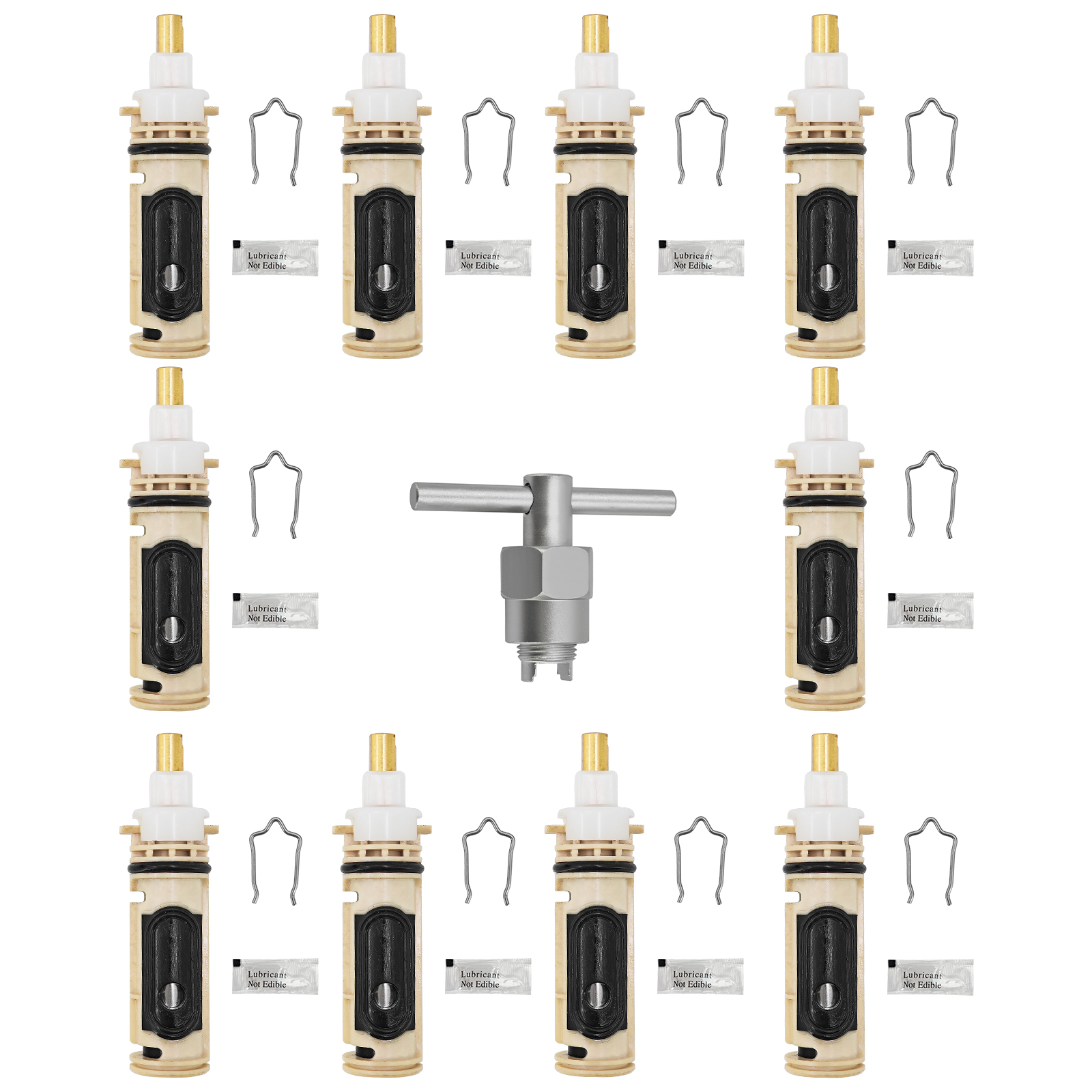 10Pcs Shower Cartridge Replacement Kit w/Removal Tool for Moen 1222 & 1222B Posi-Temp Faucets with Brass Stem