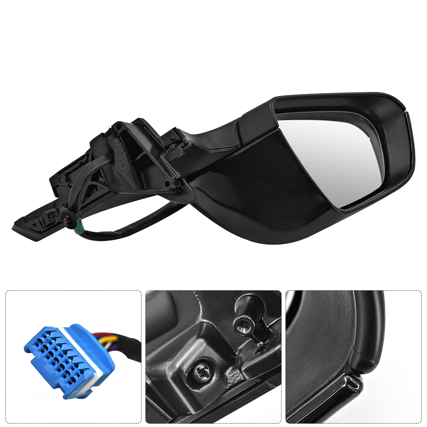 Left Driver Side Mirror New for Tesla Model 3 2021-2025, 10-Pin, Power Folding and Adjustment, Position Memory, Heated Defrost, No Antenna; 152183100C