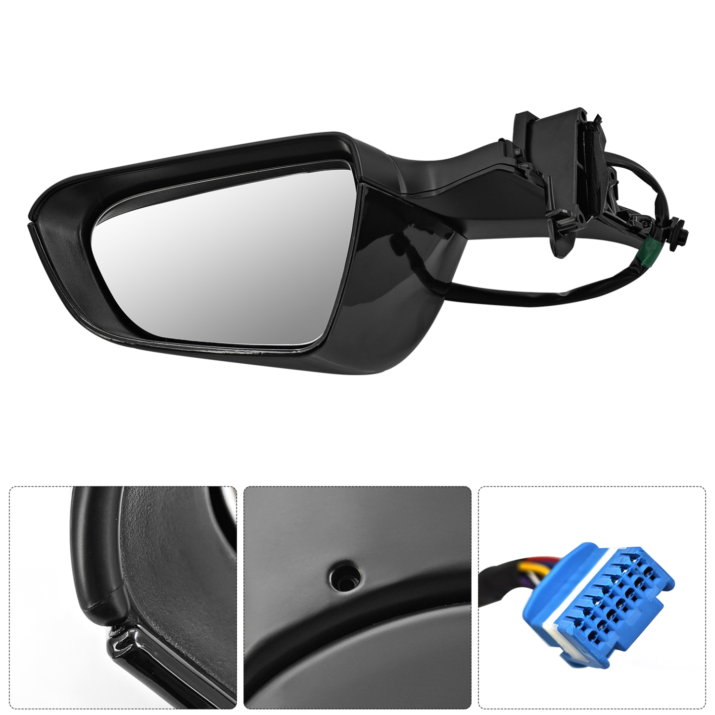 New Mirror for Tesla Model 3 2021-2025, 10-Pin, Power Folding and Adjustment, Position Memory, Heated Defrost, No Antenna; Right Passenger Side