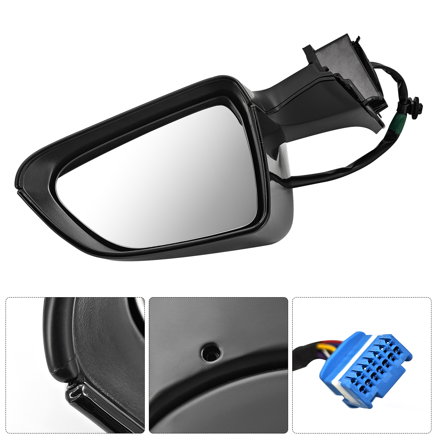 New Mirror for Tesla Model 3 2021-2025, 10-Pin, Power Folding and Adjustment, Position Memory, Heated Defrost, No Antenna; Right Passenger Side