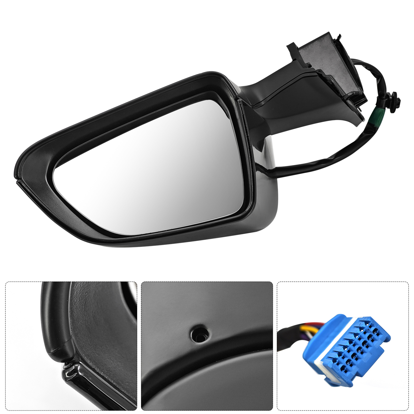 New Mirror for Tesla Model 3 2021-2025, 10-Pin, Power Folding and Adjustment, Position Memory, Heated Defrost, No Antenna; Right Passenger Side