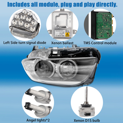 1 Pair HID Xenon Headlight Assembly, Fits for BMW 5-Series 535i 528i 550i 2011-2013, Adaptive AFS W/TMS Control Module/Xenon Ballast/Bulb
