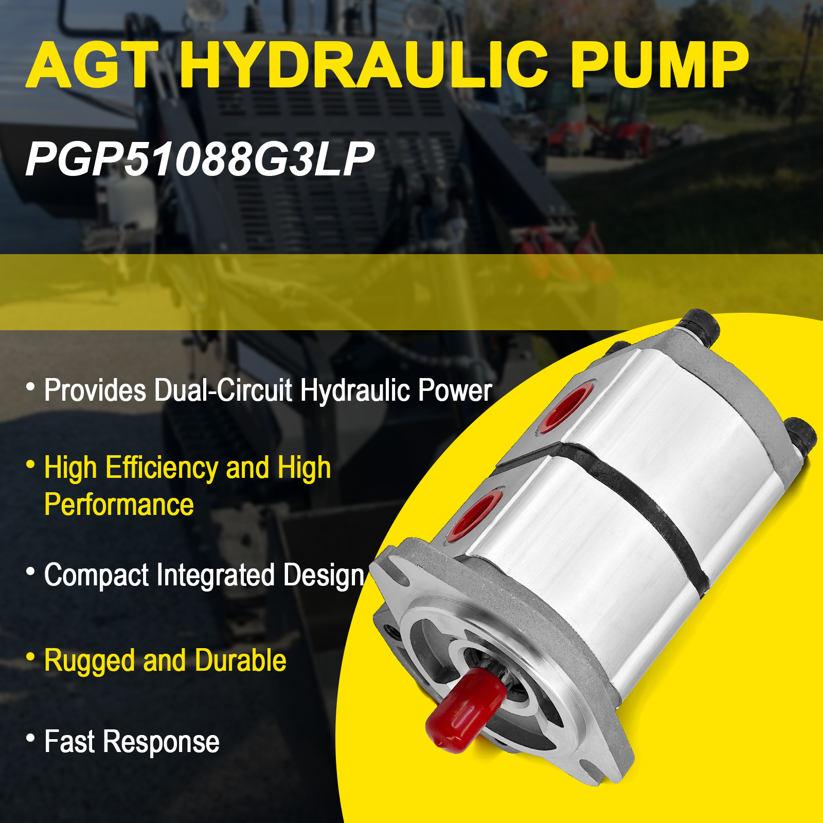 Two-Section Acting Hydraulic Pump, Hydraulic Gear Pump Fit for Skid Steer Loader KTT23