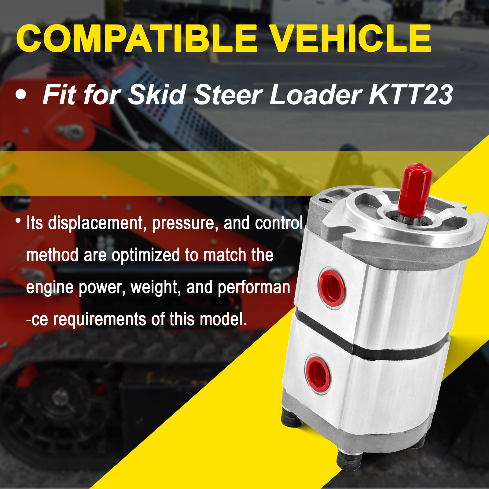 Two-Section Acting Hydraulic Pump, Hydraulic Gear Pump Fit for Skid Steer Loader KTT23