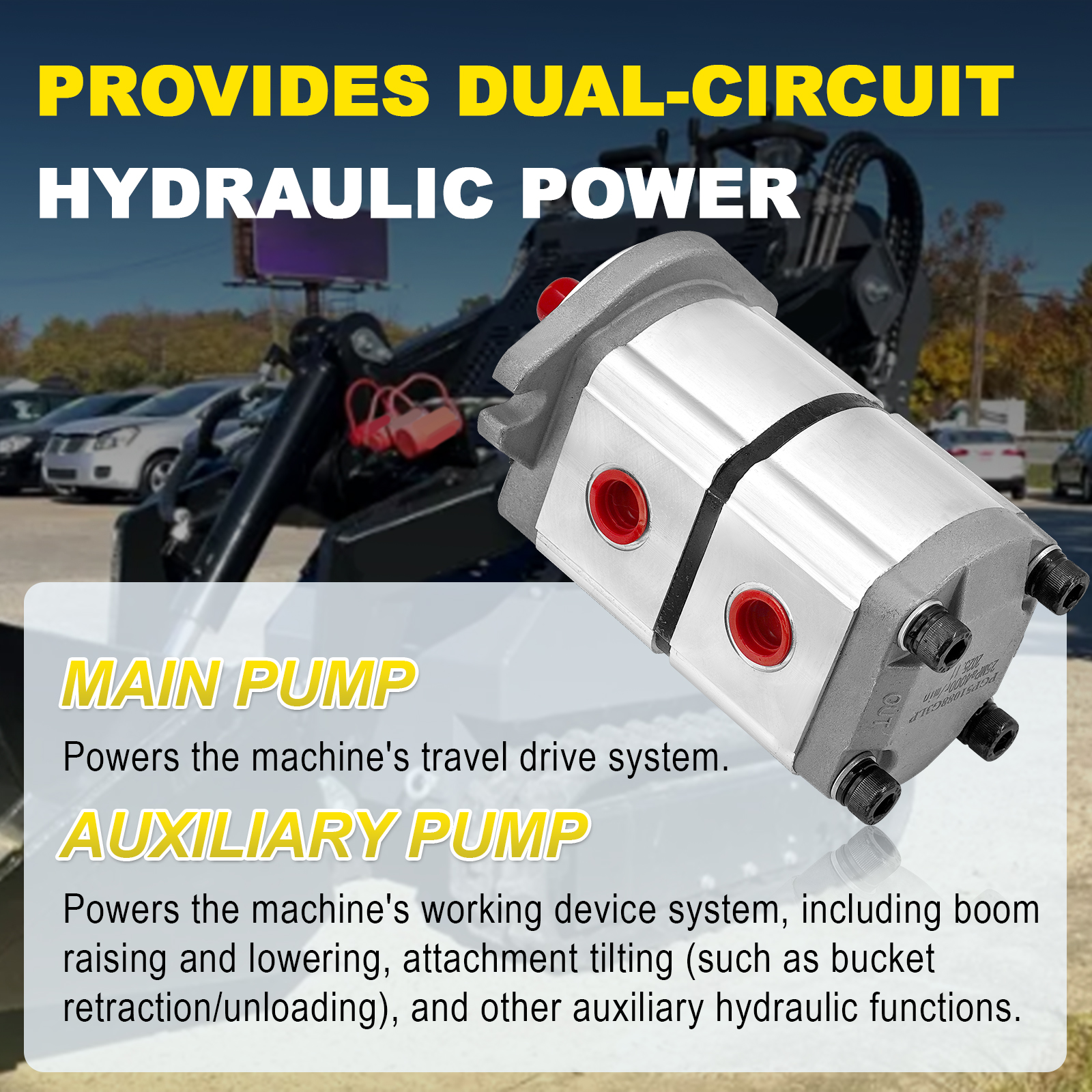 Two-Section Acting Hydraulic Pump, Hydraulic Gear Pump Fit for Skid Steer Loader KTT23