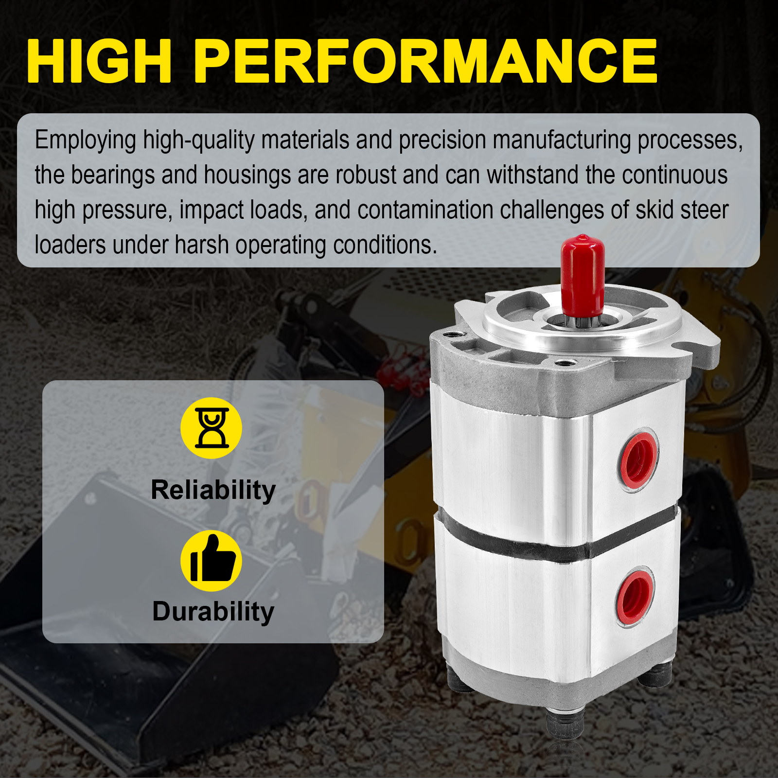 Two-Section Acting Hydraulic Pump, Hydraulic Gear Pump Fit for Skid Steer Loader KTT23