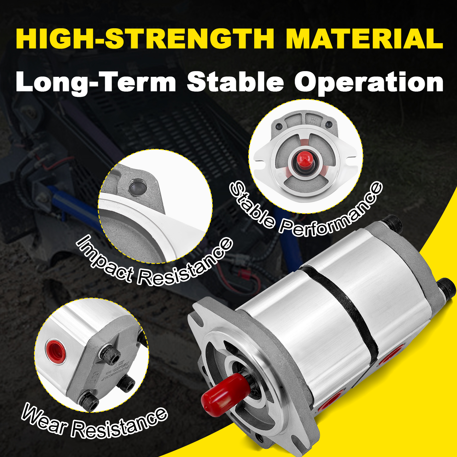 Two-Section Acting Hydraulic Pump, Hydraulic Gear Pump Fit for Skid Steer Loader KTT23