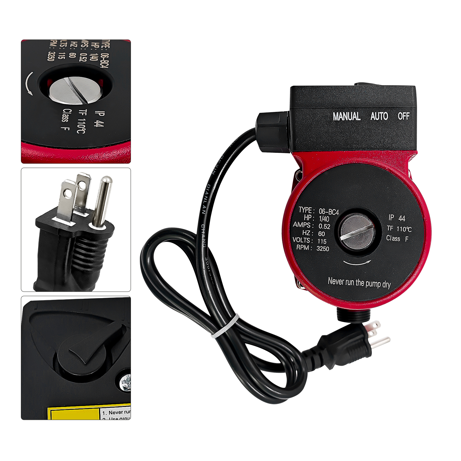 006-BC4 Water Circulator Pump Boiler Pump for Taco 115V 1/40 HP 3/4" to 1/2" Union