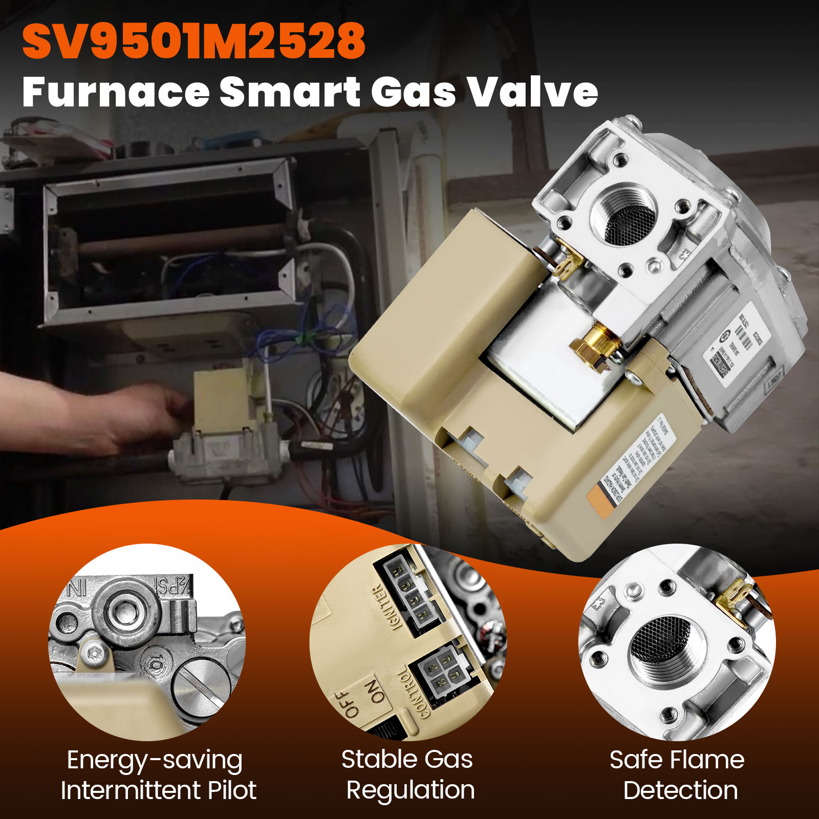 Furnace Smart Gas Valve Intermittent Hot Surface Pilot Ignition for Honeywell SV9501M2528 Smart Valve Hot Surface Pre-Ignition Devices 24 V 50/60 Hz