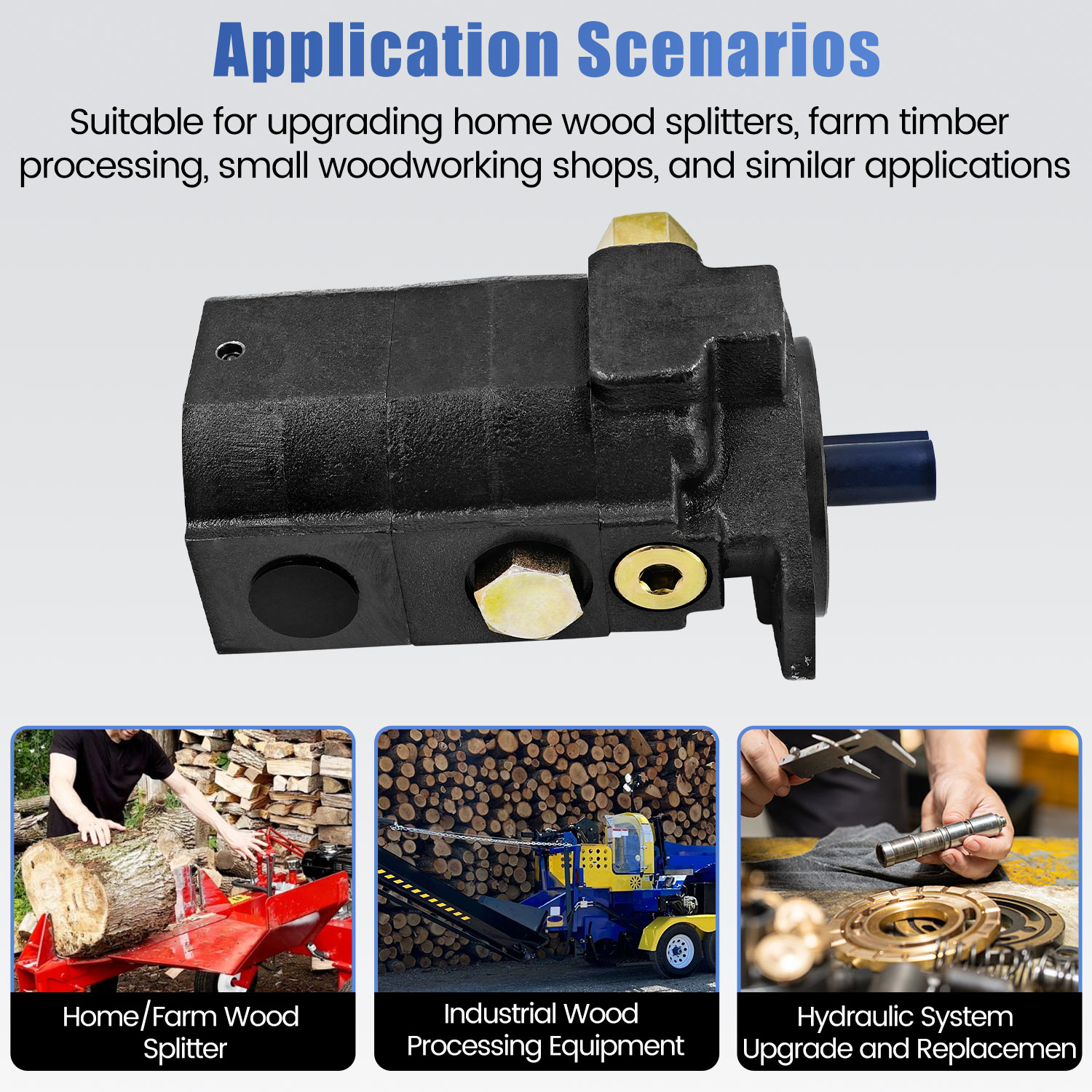 28 GPM 2-Stage Hydraulic Log Splitter Pump 4000 RPM & PSI Max Hydraulic Pump 5/8" Shaft SAE Mount Cast Iron Body Wood Splitter Pump