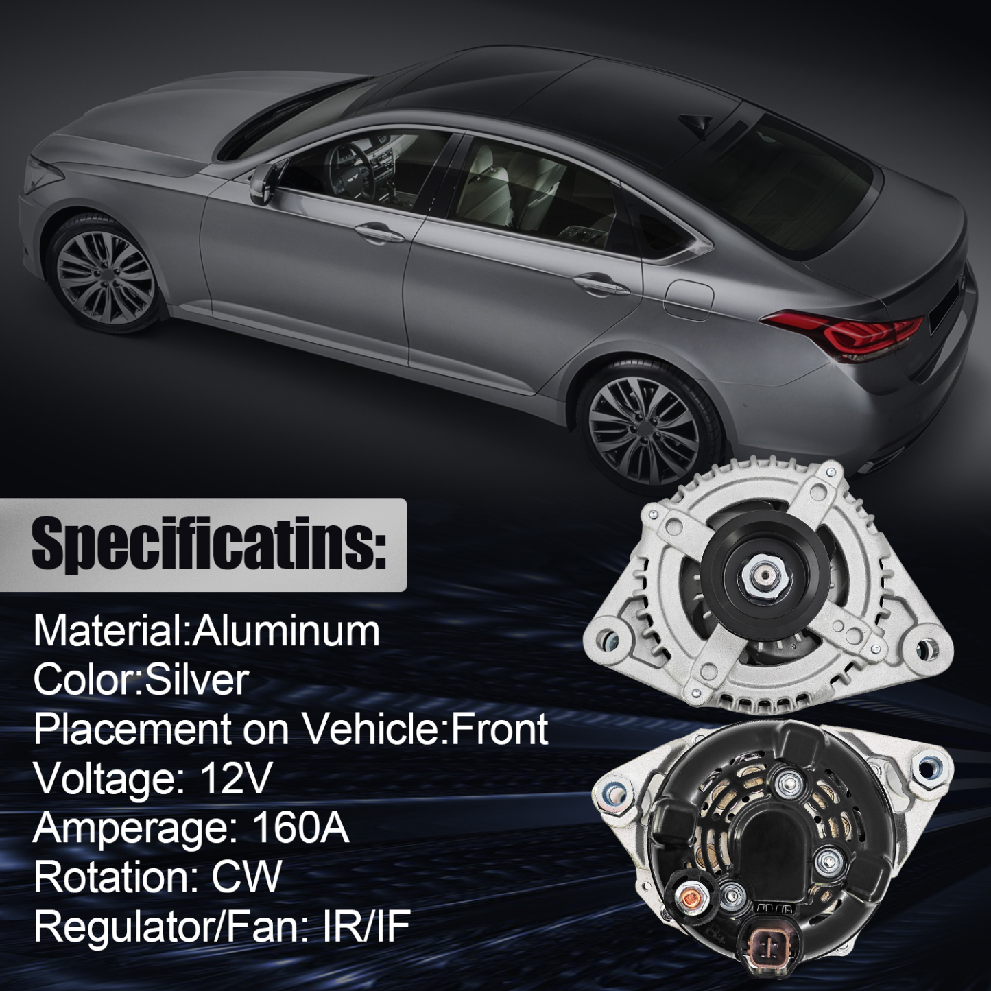 12V 160 Amp Alternator for Hyundai Genesis Sedan 3.8L 2009-2014