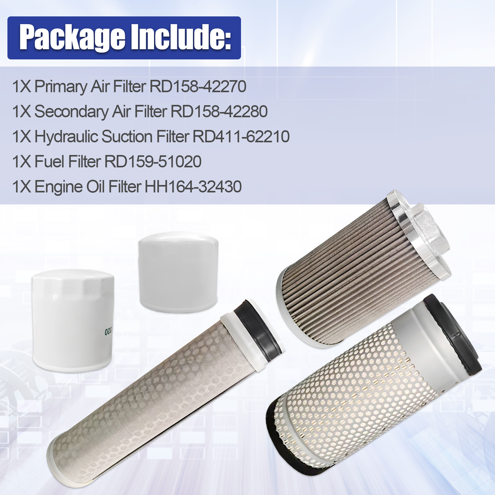 Maintenance Filter Kit Fits for Kubota KX040-4 Excavator