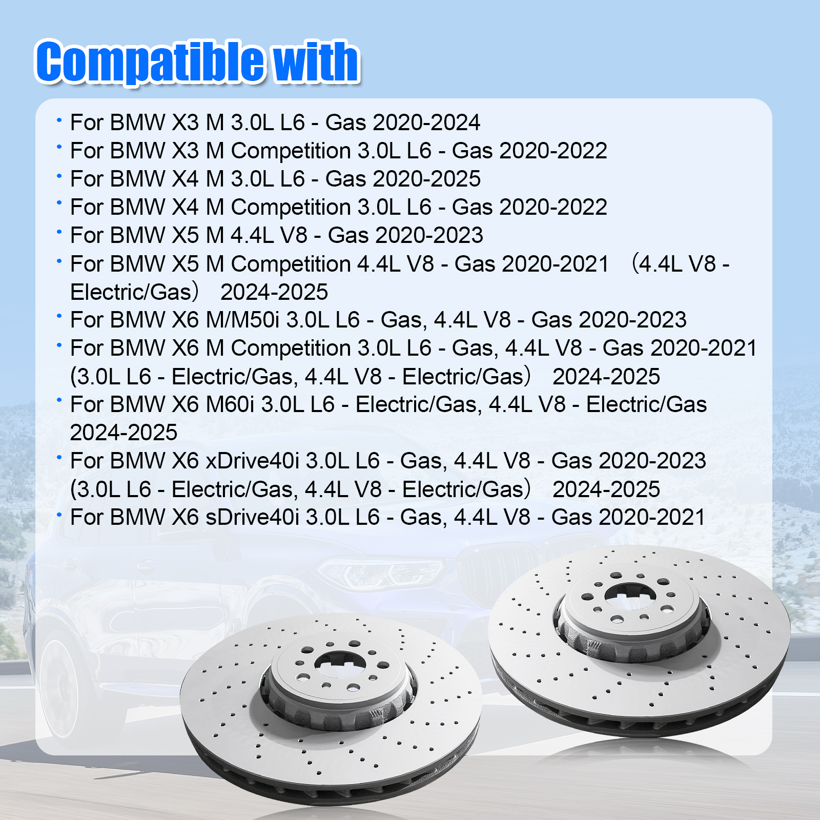 Pair Set 2 395mm Front Left & Right Brake Disc Rotors for BMW F97 X3 F98 X4 F95 X5 F96 X6
