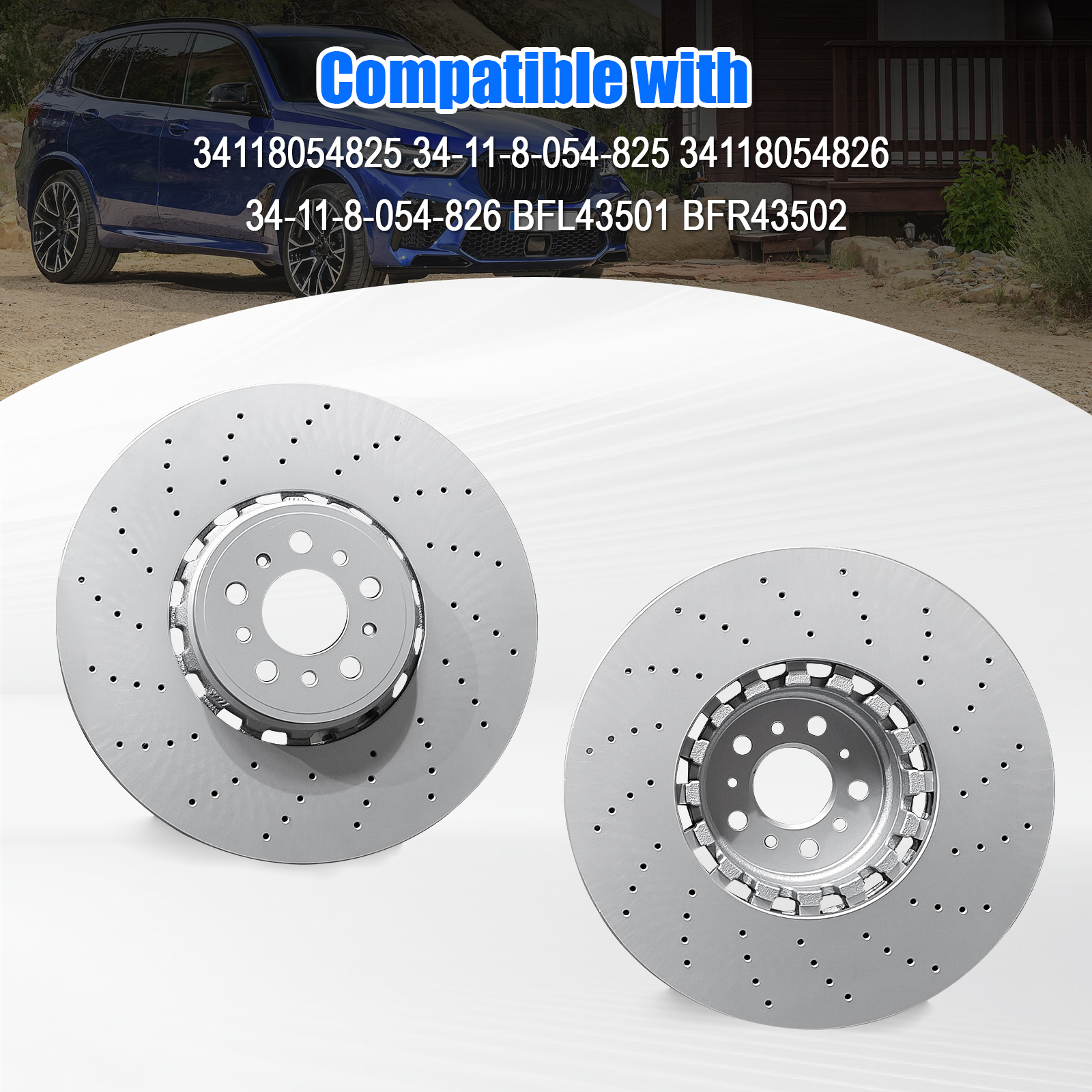 Pair Set 2 395mm Front Left & Right Brake Disc Rotors for BMW F97 X3 F98 X4 F95 X5 F96 X6