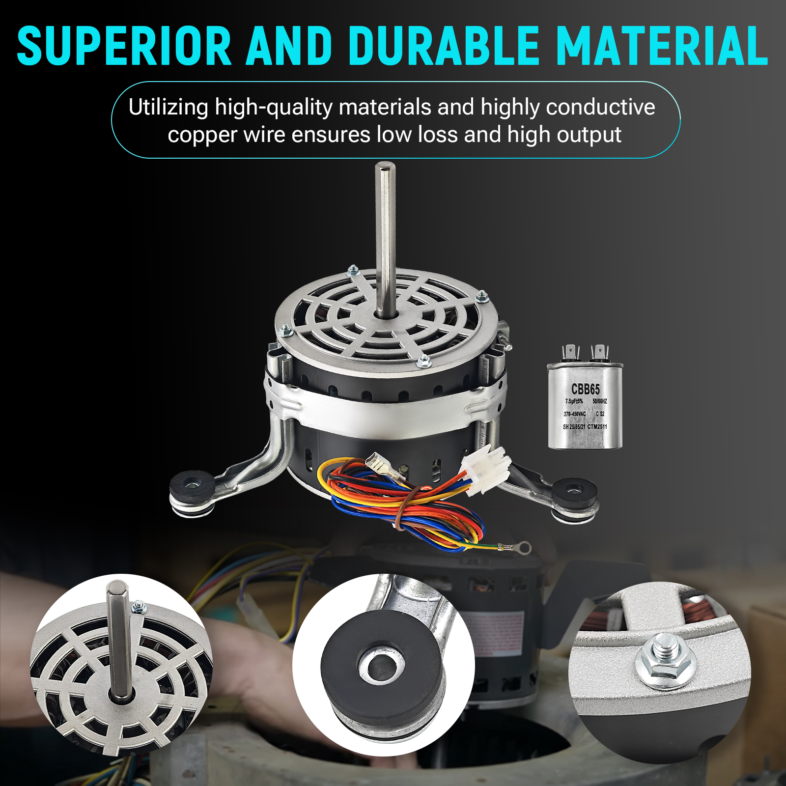 Electric Furnace Blower Motor Compatible with Nordyne Intertherm Miller Furnace Blower Motor (1/3HP 960RPM 4-Speed 2.9A 240V)