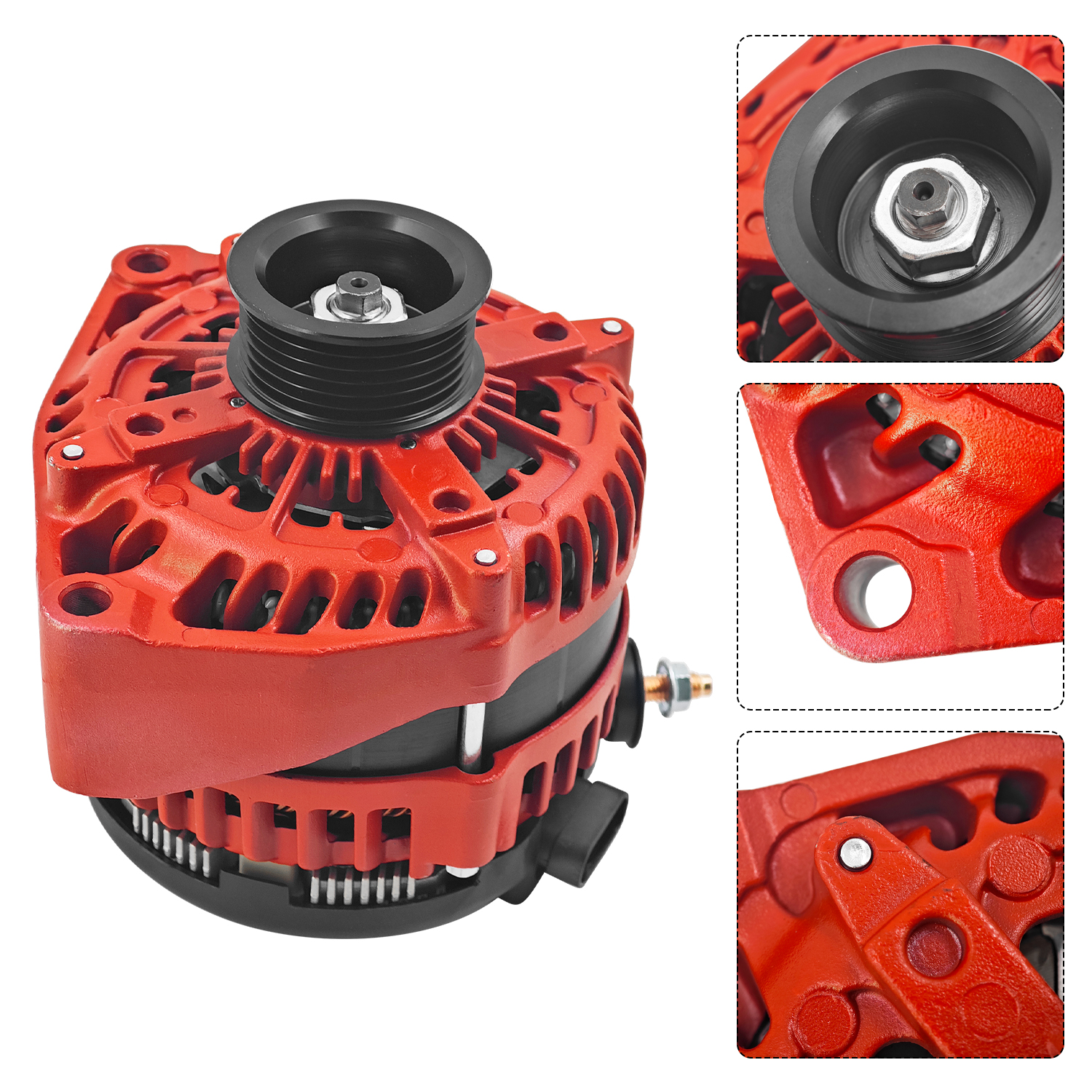 High Output 300AMP Red Alternator for Chevy Suburban Tahoe, Escalade, Rainier, Ascender Hummer H2, Saab 9-7X 2000-2006