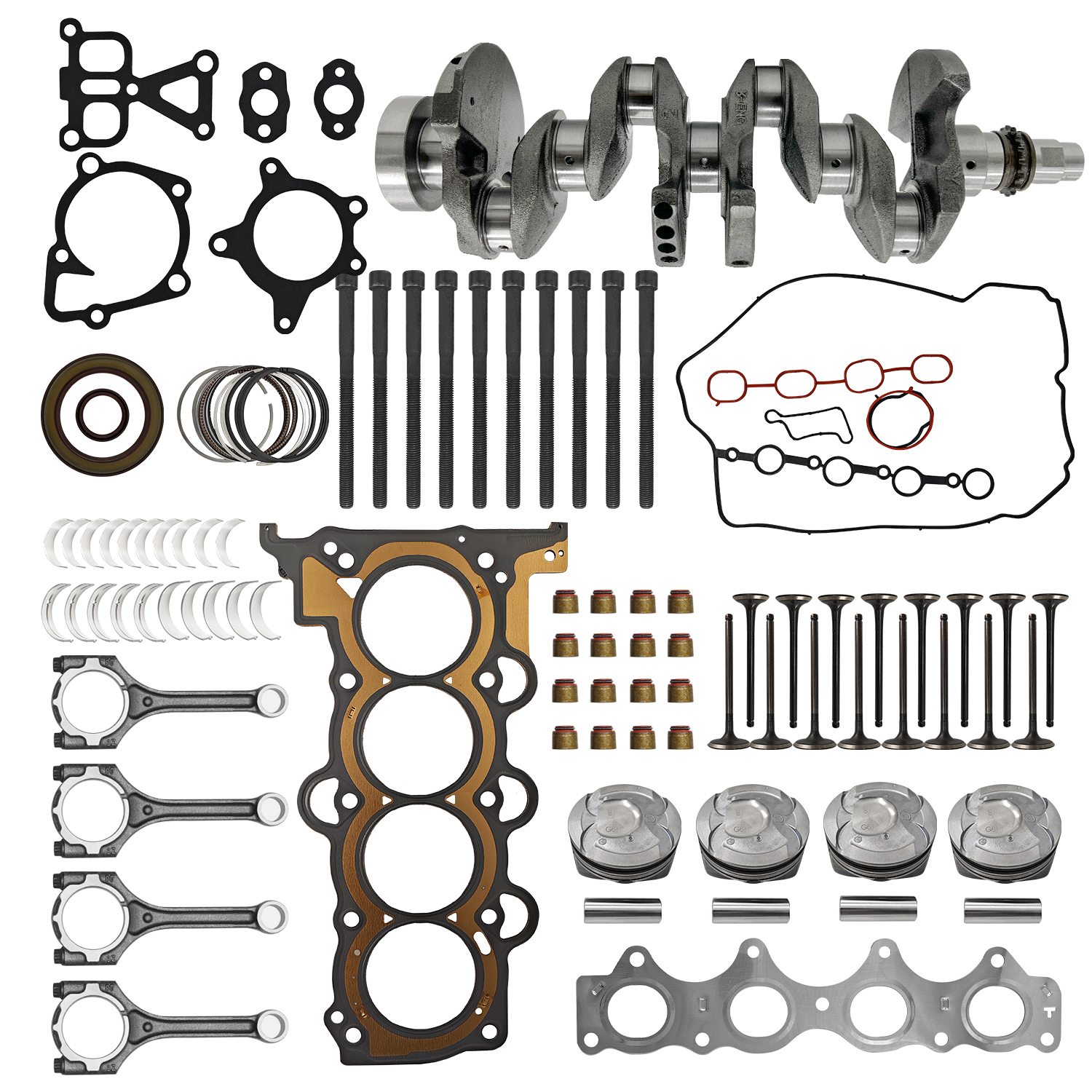 G4FD 1.6L Engine Overhaul Rebuild Kit w/Crankshaft & Pistons Connecting Rods & Timing Chain Kit fit for Hyundai Accent Veloster Fit for Kia Rio Soul 2012-2017