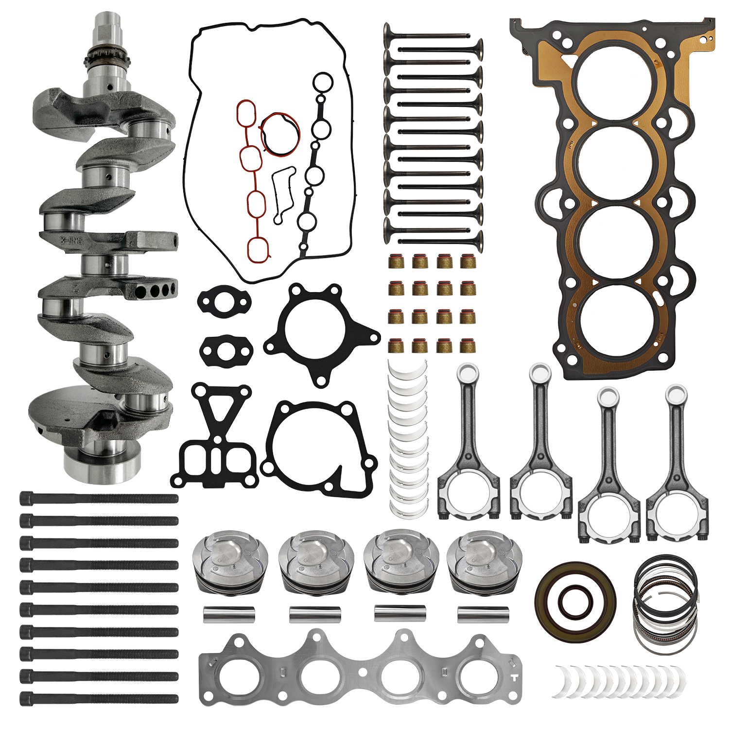 G4FD 1.6L Engine Overhaul Rebuild Kit w/Crankshaft & Pistons Connecting Rods & Timing Chain Kit fit for Hyundai Accent Veloster Fit for Kia Rio Soul 2012-2017