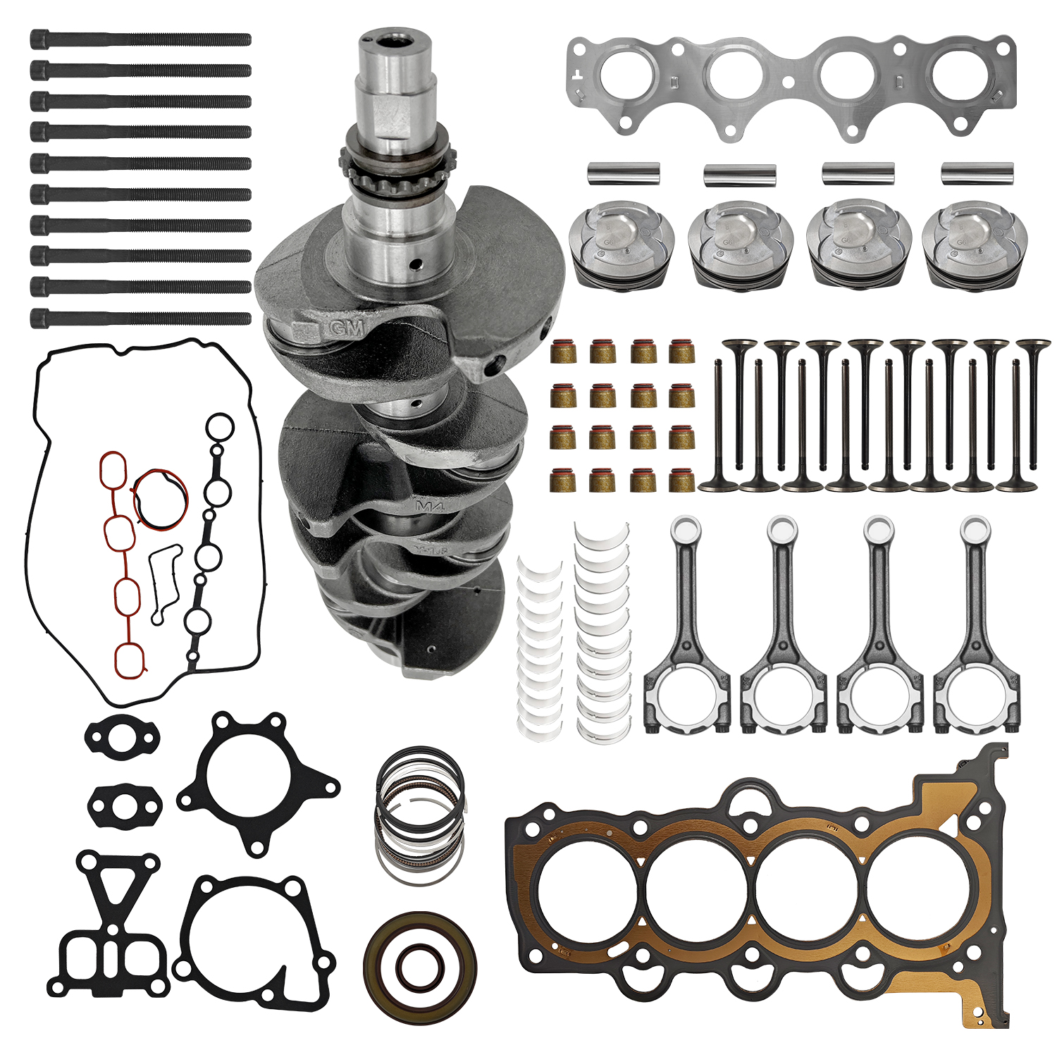G4FD 1.6L Engine Overhaul Rebuild Kit w/Crankshaft & Pistons Connecting Rods & Timing Chain Kit fit for Hyundai Accent Veloster Fit for Kia Rio Soul 2012-2017