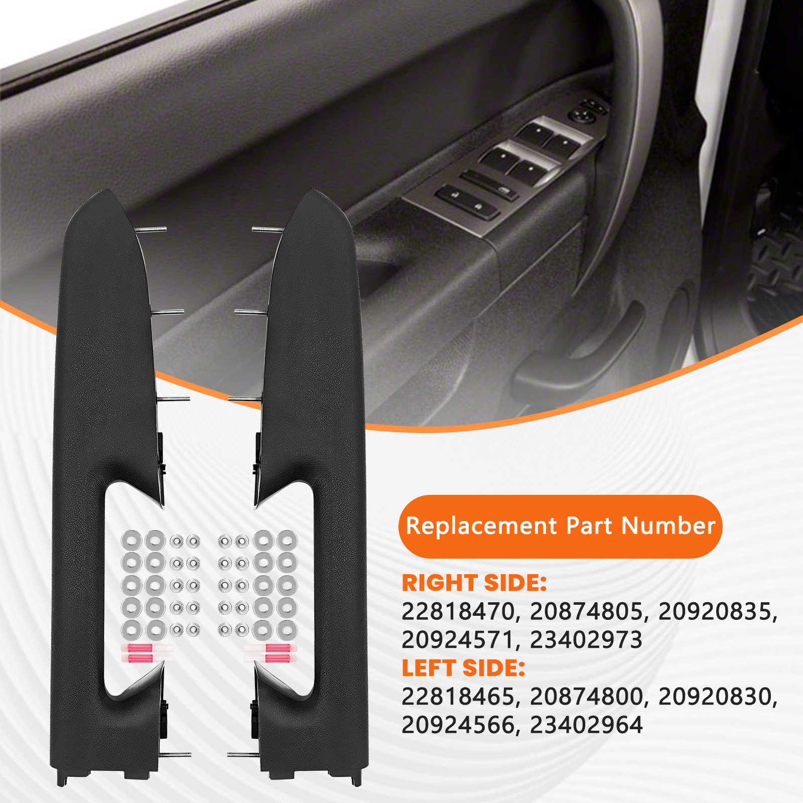 Black Front Left & Right Armrest Repair Kit for Chevy Silverado for GMC Sierra 1500 2500HD 3500HD 2010-2014