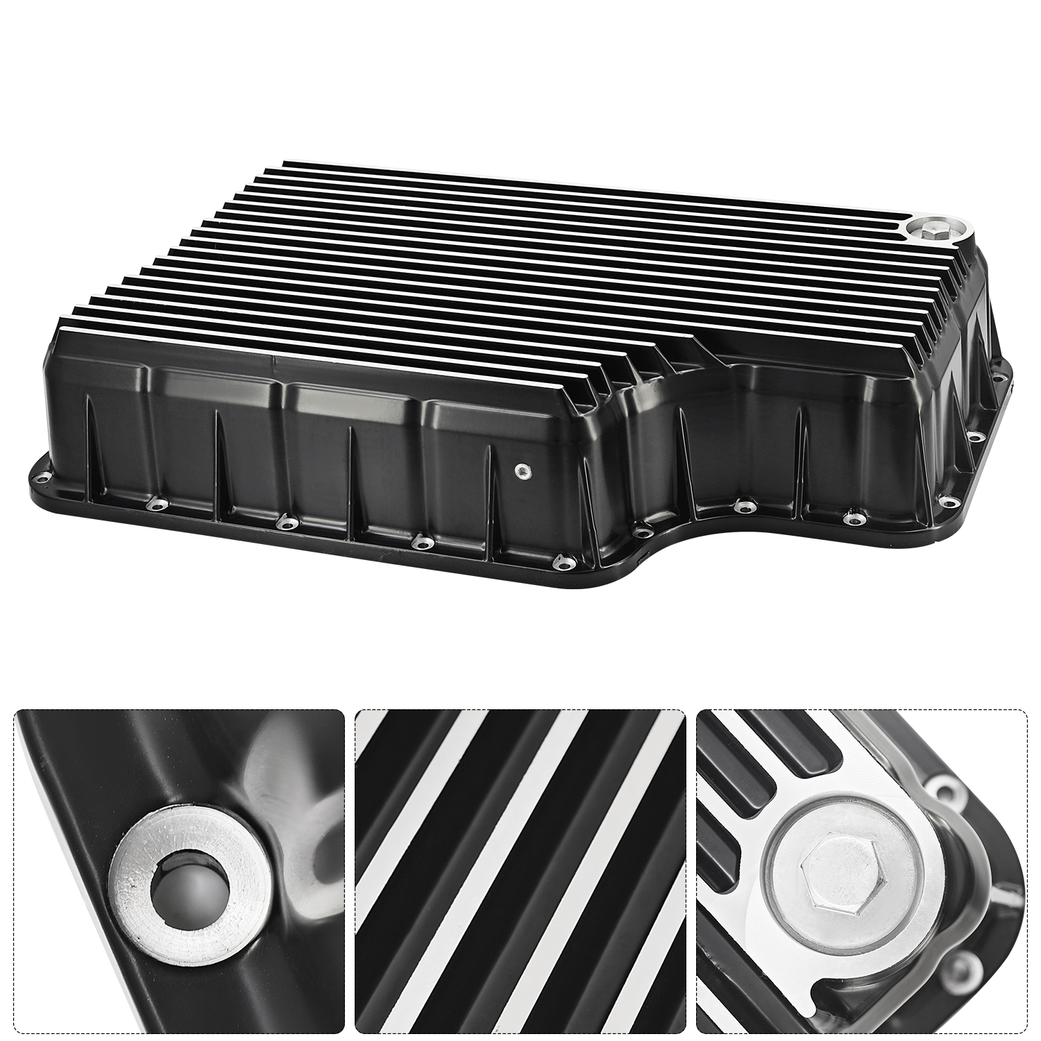 Brushed Heavy Duty 6R140 Transmission Deep Pan for Ford F250/F350/F450/F550 2011-2019 6.7L w/6R140 Transmission