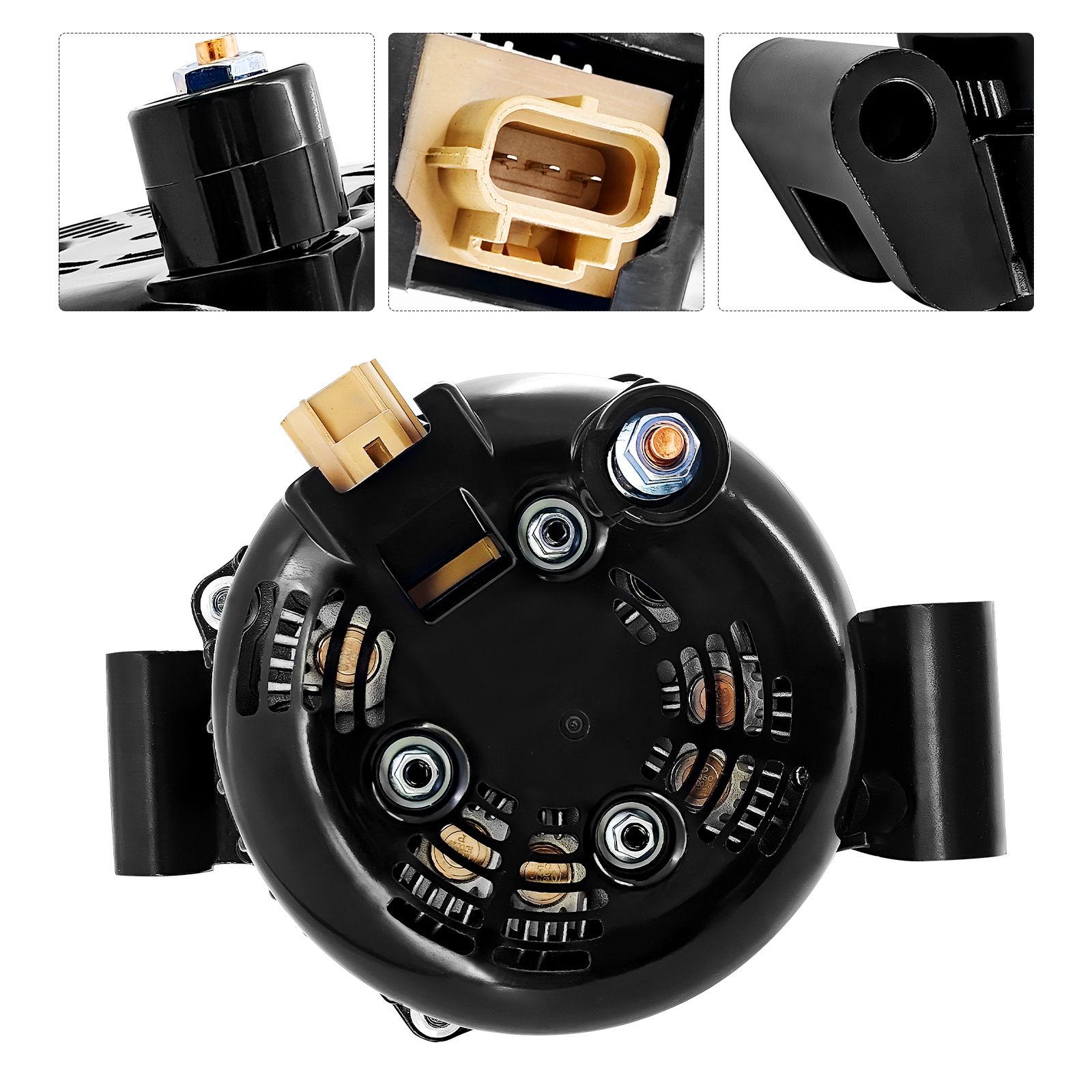 High Output 350 Amp Alternator 6 Phase Hairpin 14V for Ford F250 F350 F450 F550 Super Duty Excursion 6.0L 7.3L V8 Diesel 1999-2007