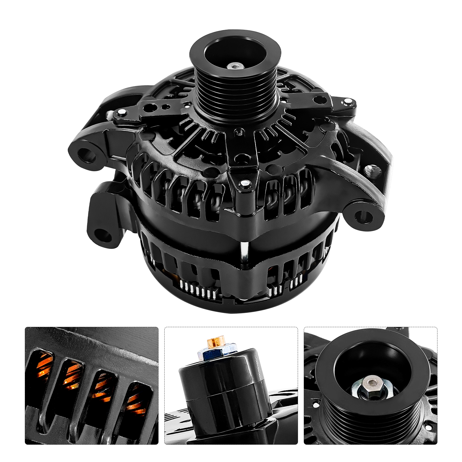 High Output 350 Amp Alternator 6 Phase Hairpin 14V for Ford F250 F350 F450 F550 Super Duty Excursion 6.0L 7.3L V8 Diesel 1999-2007