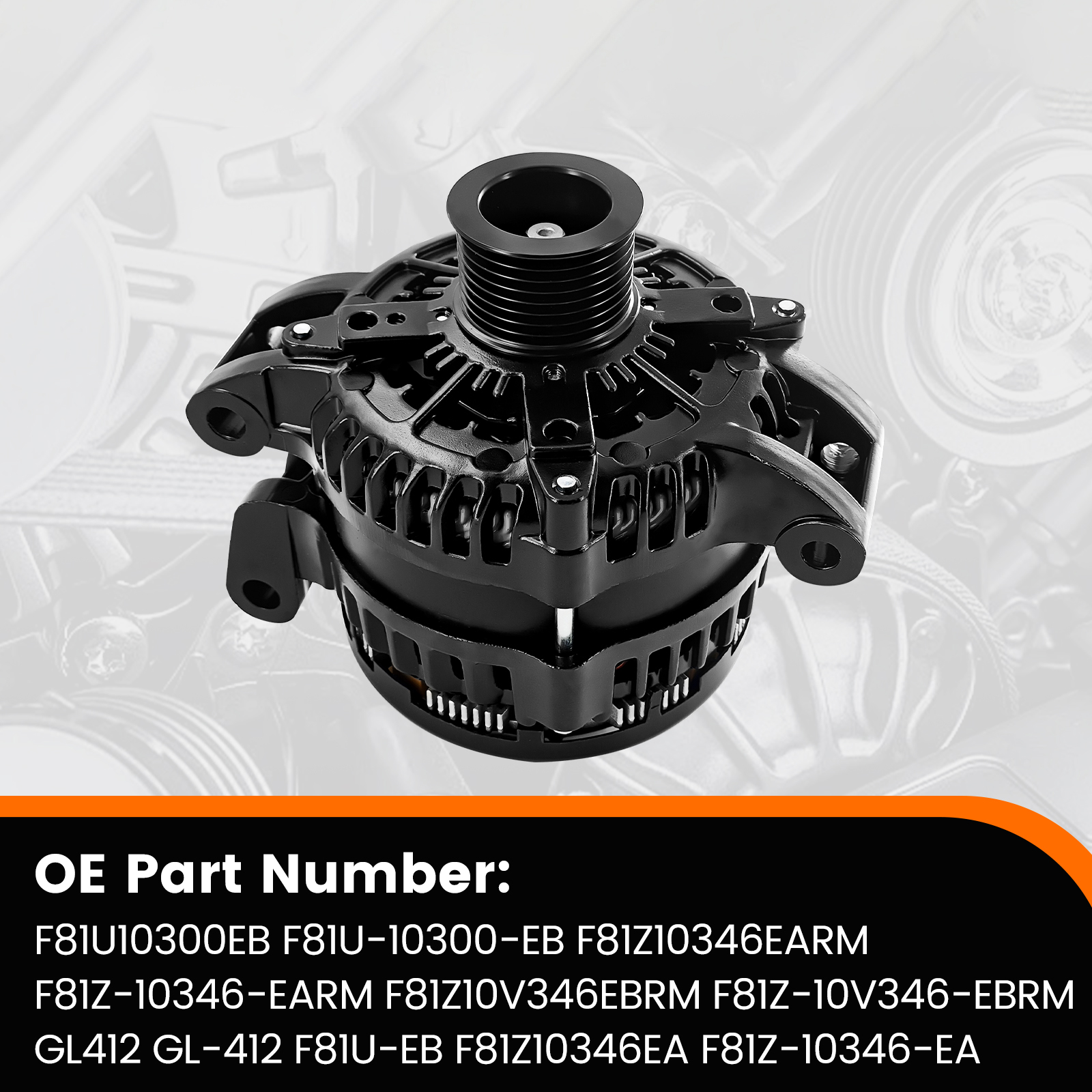 High Output 350 Amp Alternator 6 Phase Hairpin 14V for Ford F250/F350/F450/F550/Excursion 1999-2007