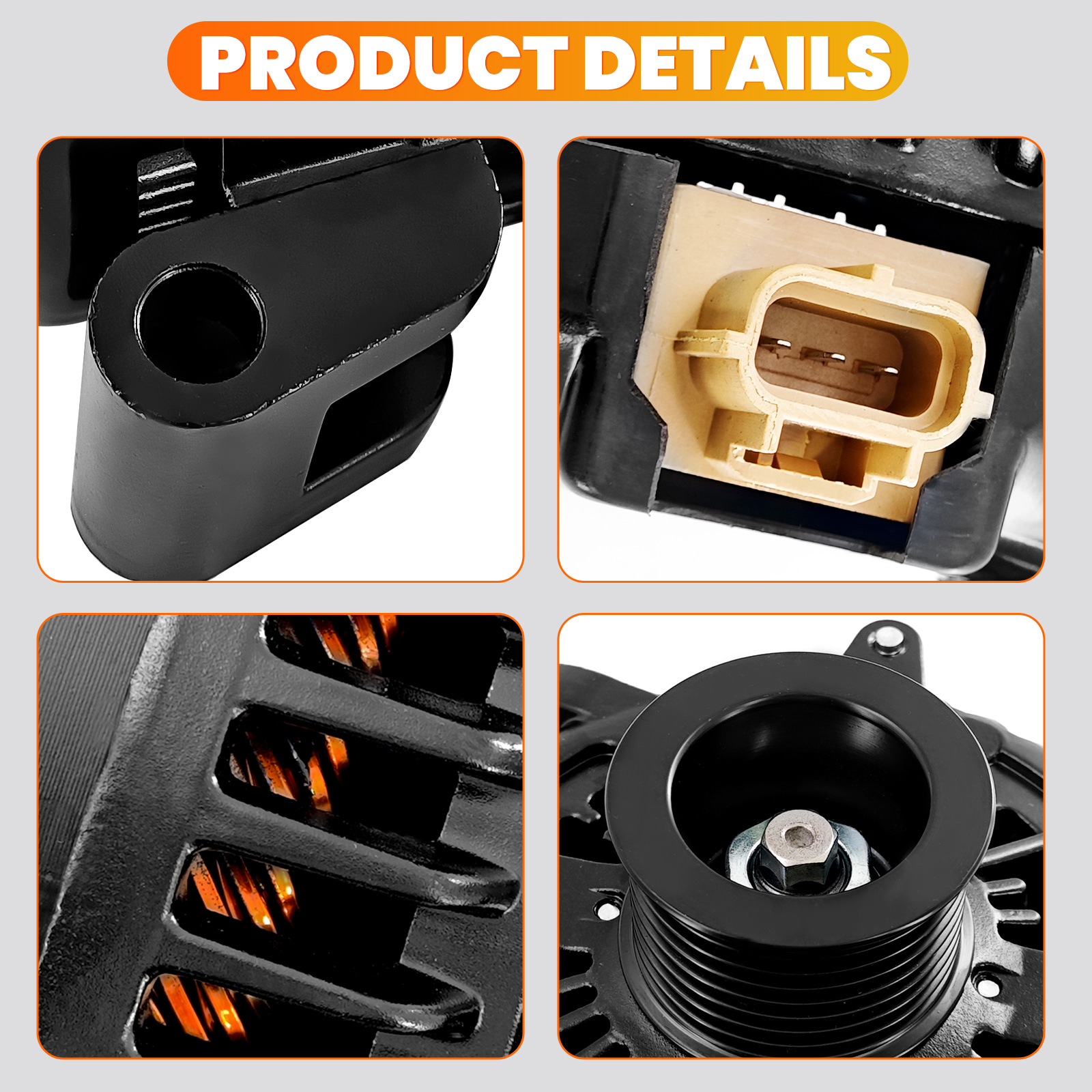 High Output 350 Amp Alternator 6 Phase Hairpin 14V for Ford F250/F350/F450/F550/Excursion 1999-2007