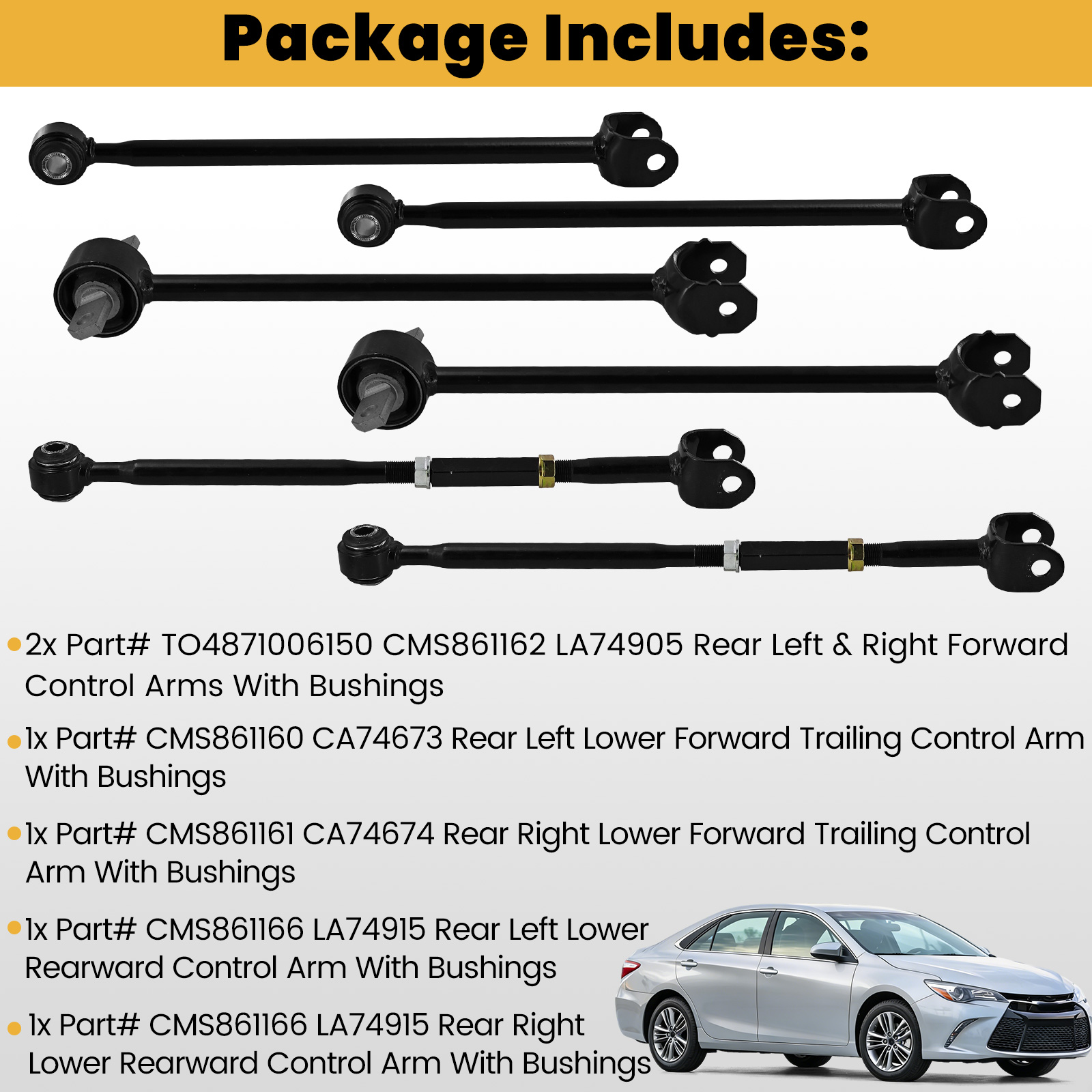 Rear Lower Control Arm W/Bushings for Toyota Camry 2012-2017 for Toyota Avalon 2013-2018